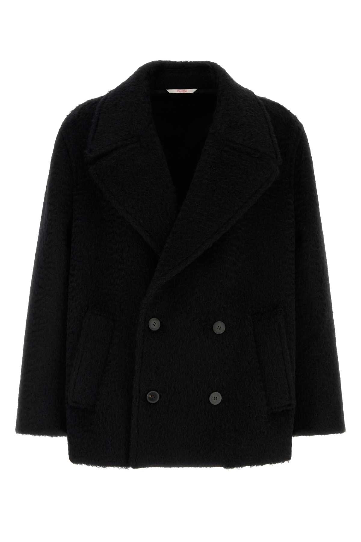 Valentino Garavani Men Black Mohair And Wool Coat VALENTINO GARAVANI