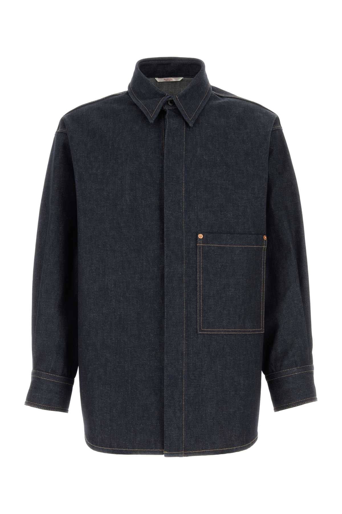 Valentino Garavani Men Dark Blue Denim Oversize Shirt VALENTINO GARAVANI