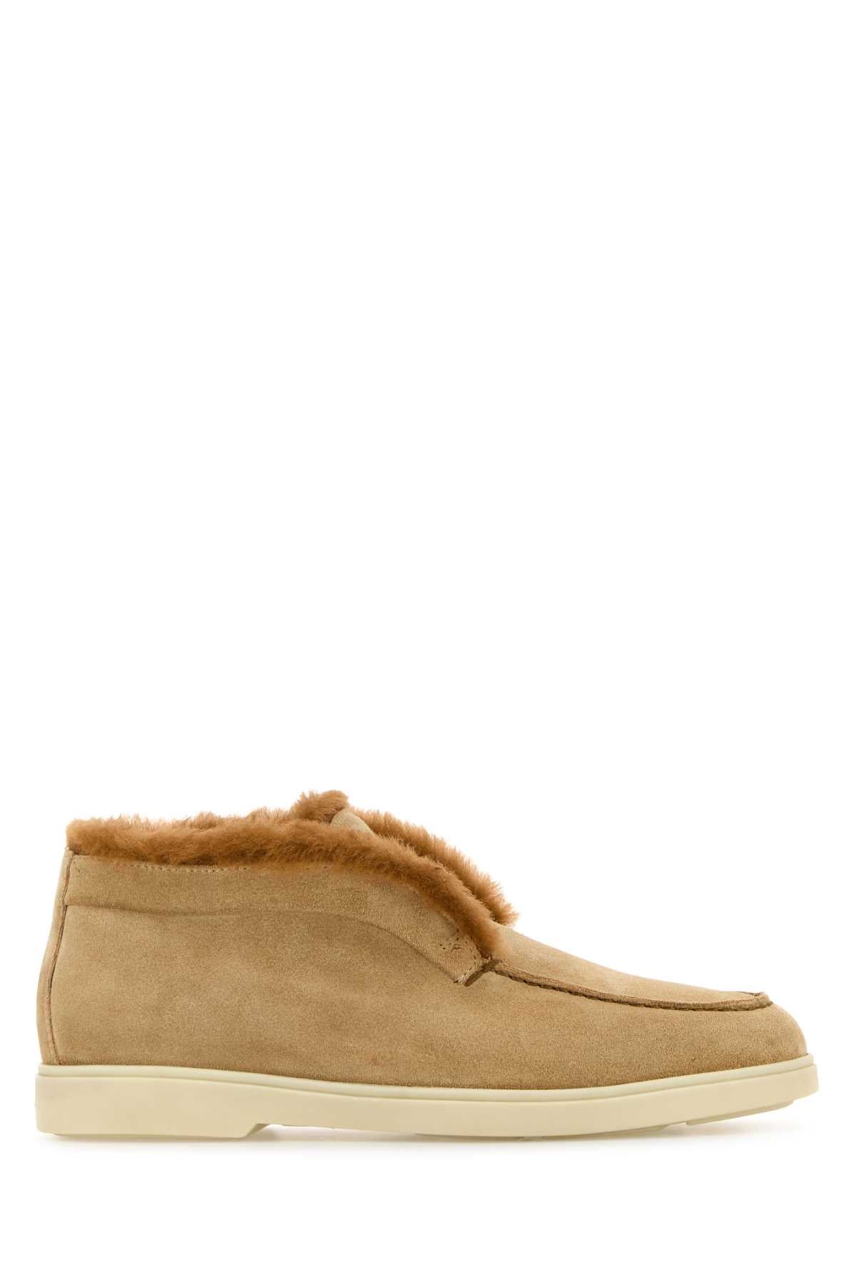 Santoni Women Camel Suede Ankle Boots SANTONI