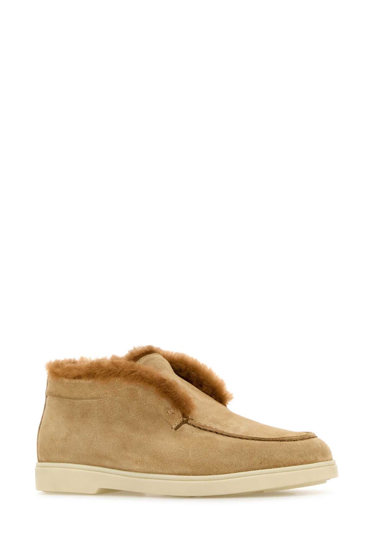 Santoni Women Camel Suede Ankle Boots SANTONI