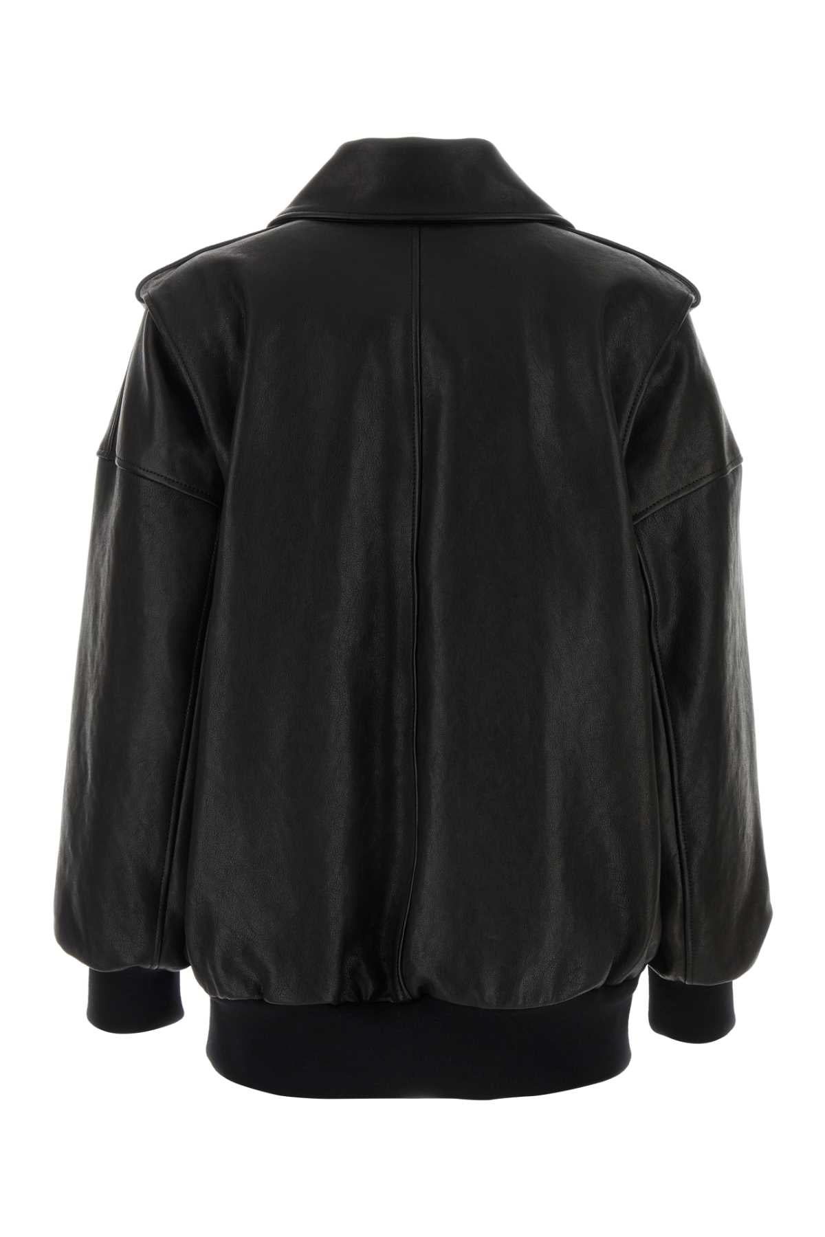 Alexander Mcqueen Women Black Leather Oversize Jacket ALEXANDER MCQUEEN