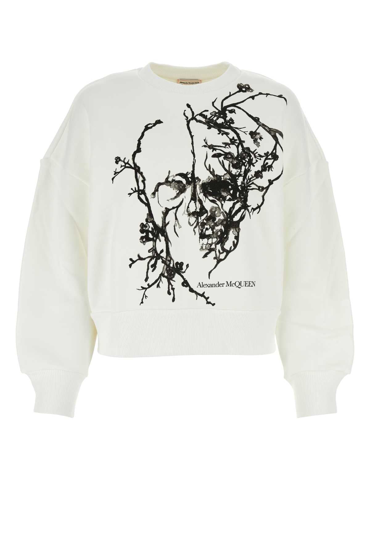 Alexander Mcqueen Women White Cotton Sweatshirt ALEXANDER MCQUEEN