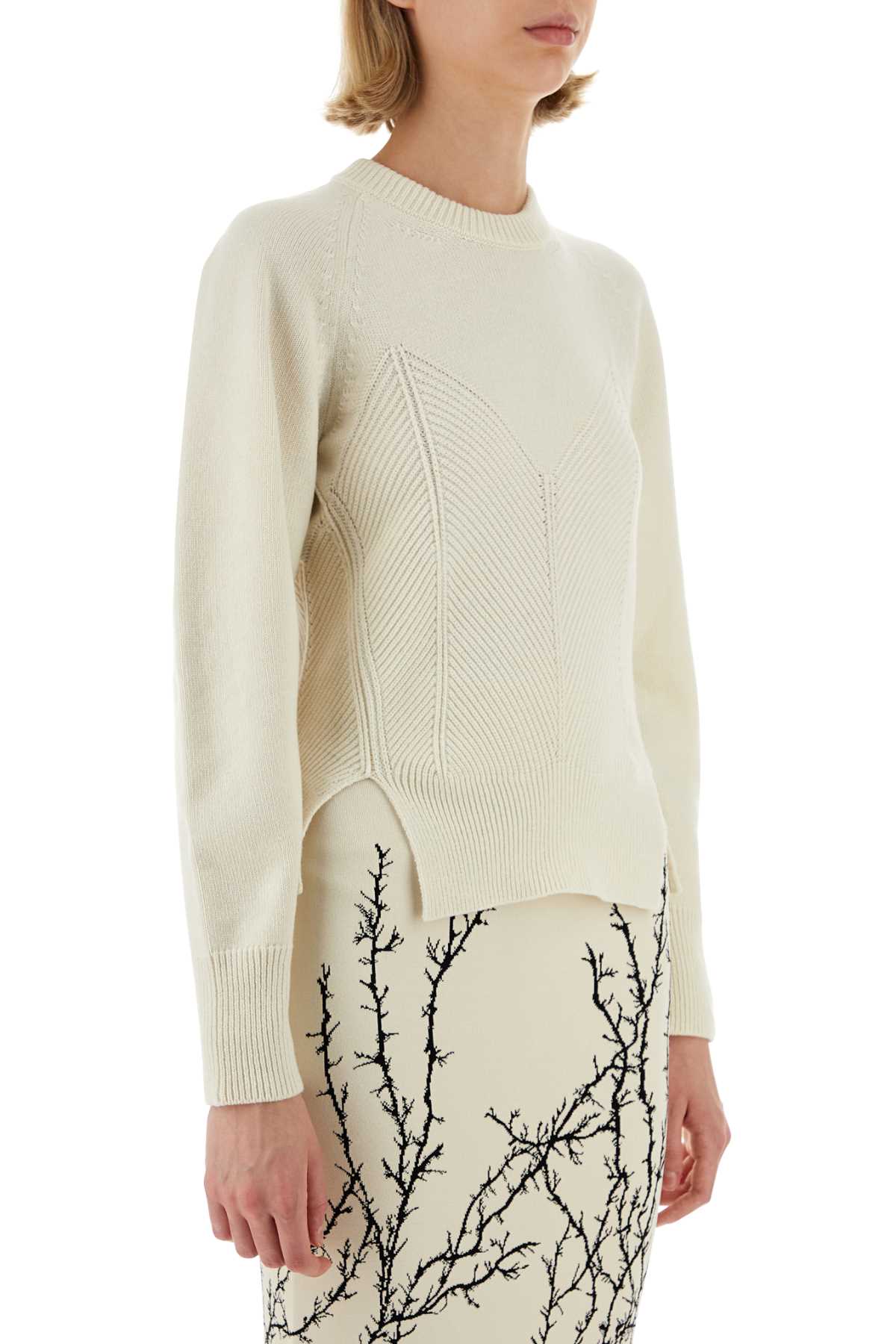 Alexander Mcqueen Women Ivory Wool Blend Sweater ALEXANDER MCQUEEN