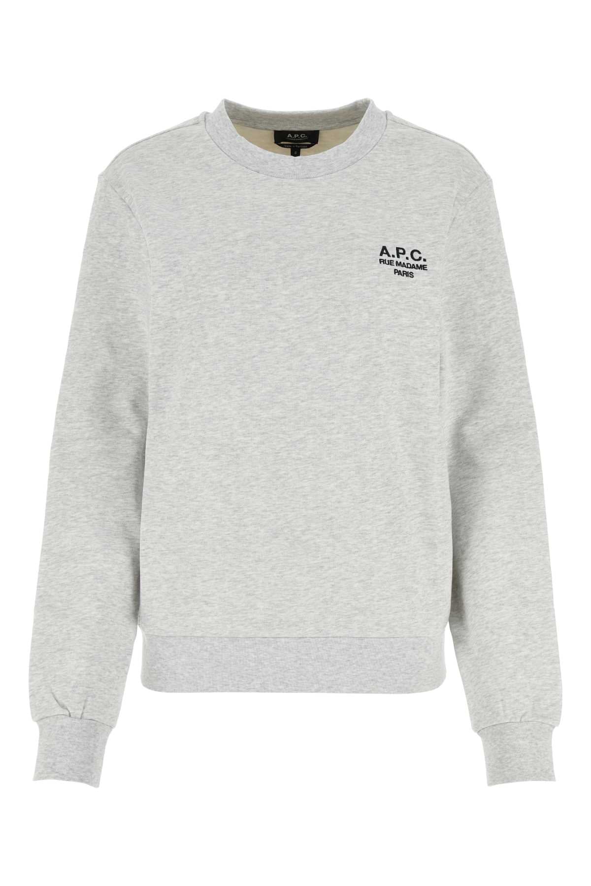 A.P.C. Women Melange Light Grey Stretch Cotton Sweatshirt A.P.C.