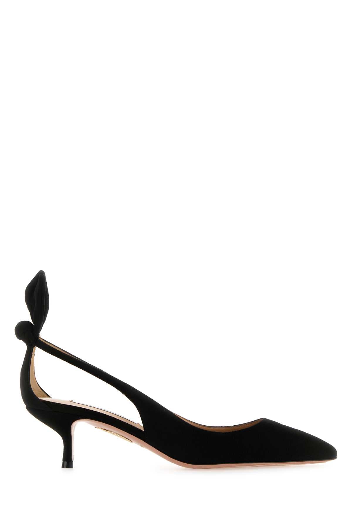 Aquazzura Women Black Suede Bow Tie 50 Pumps AQUAZZURA