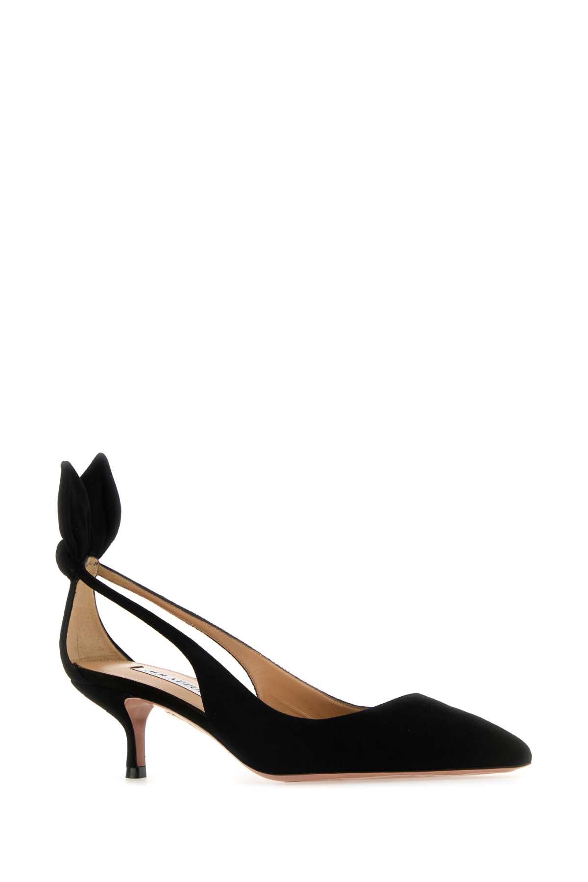 Aquazzura Women Black Suede Bow Tie 50 Pumps AQUAZZURA