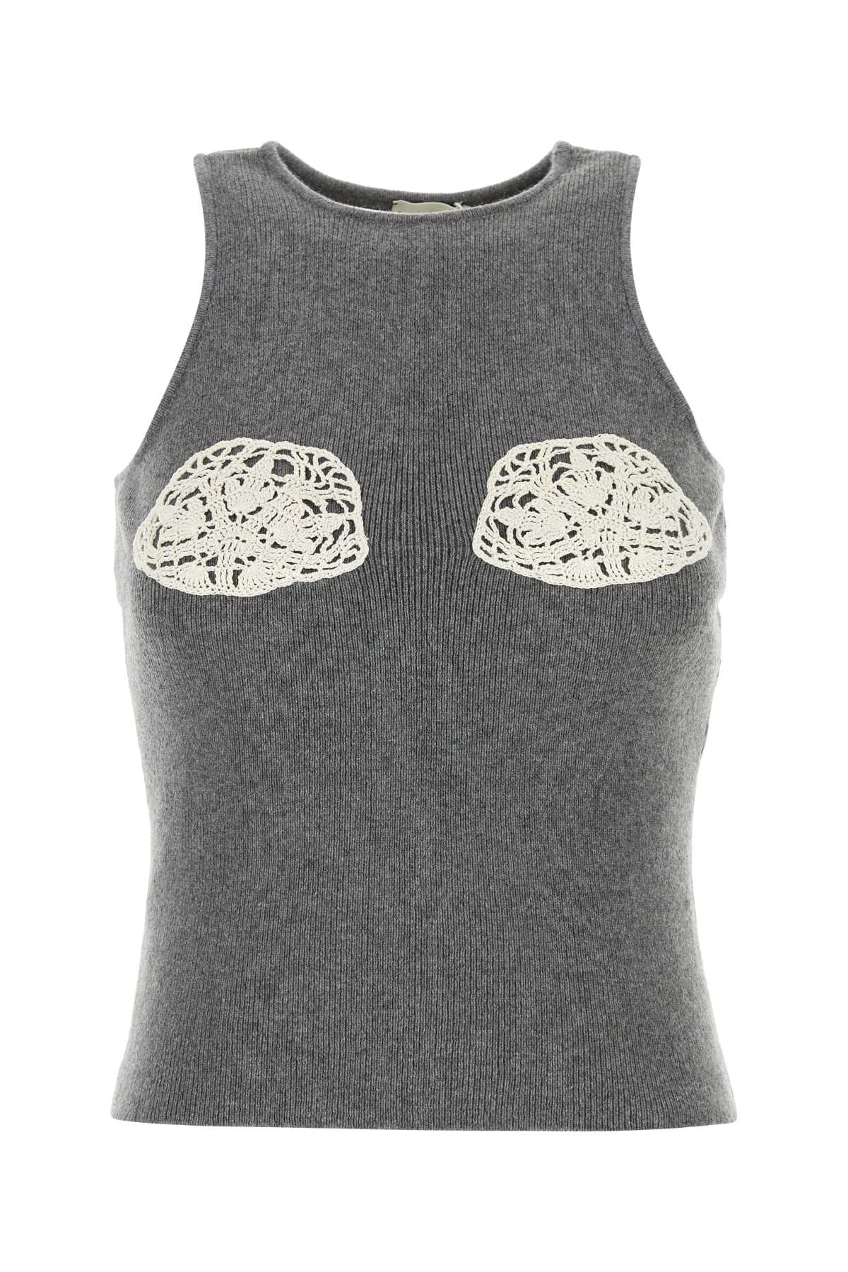 Magda Butrym Women Grey Cashmere Tank Top MAGDA BUTRYM
