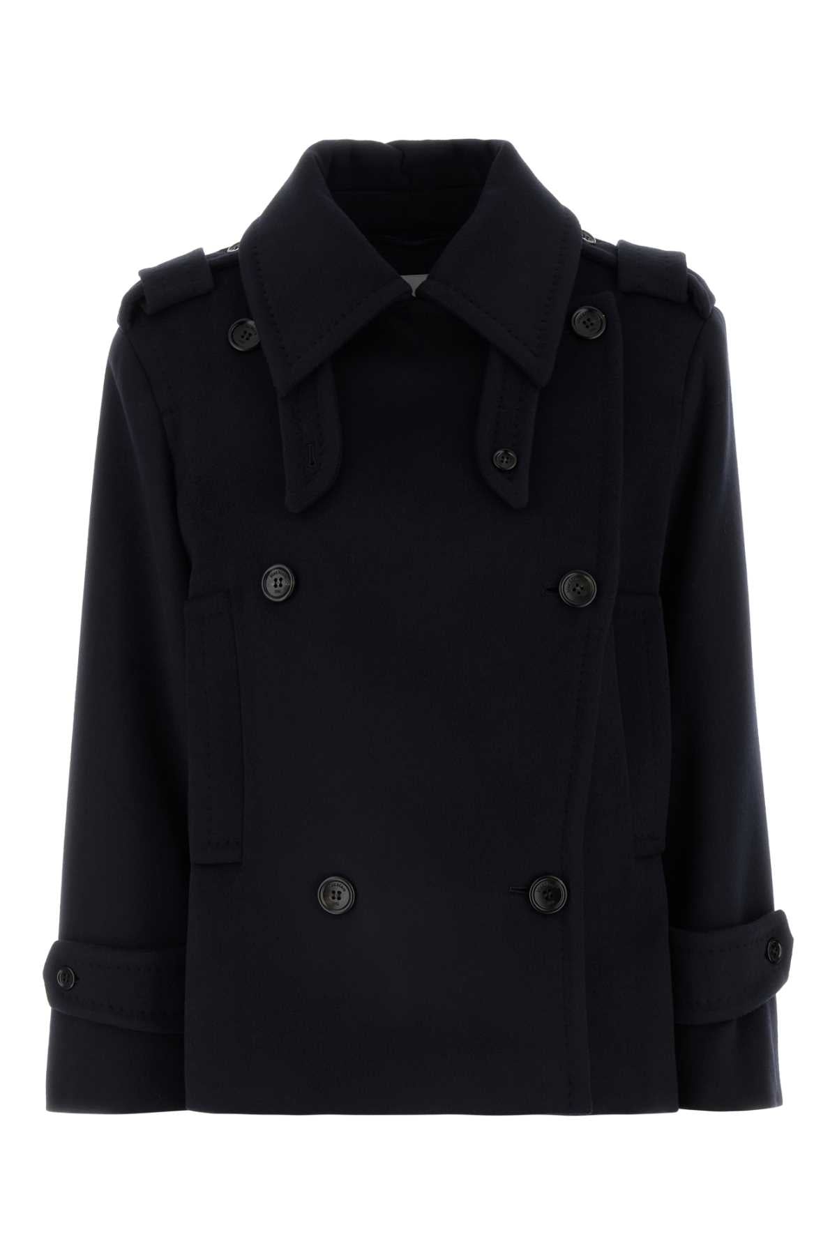 Max Mara Women Dark Blue Wool Blend Laveno Coat MAX MARA