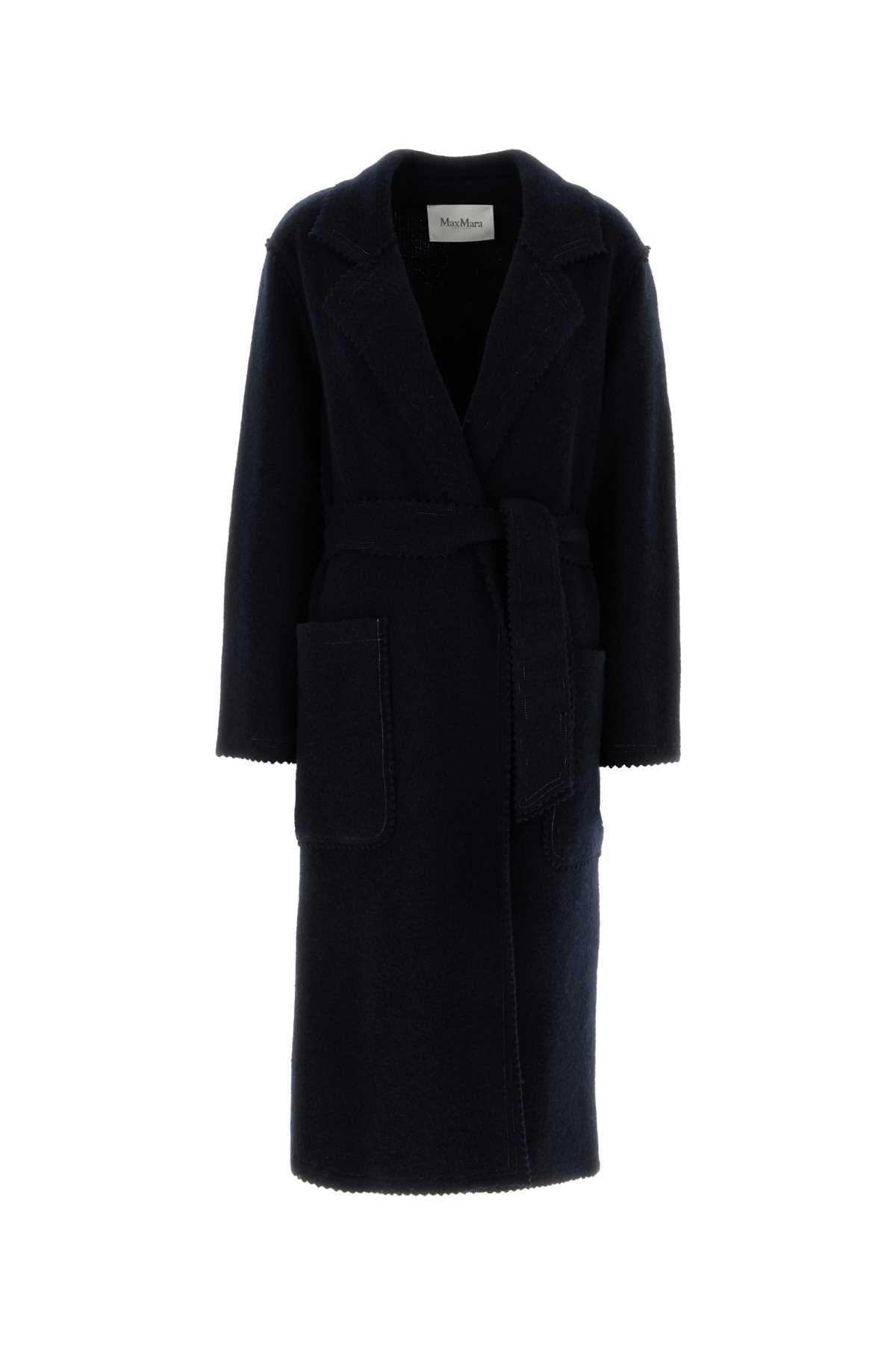 Max Mara Women Midnight Blue Wool Blend Jene Coat MAX MARA