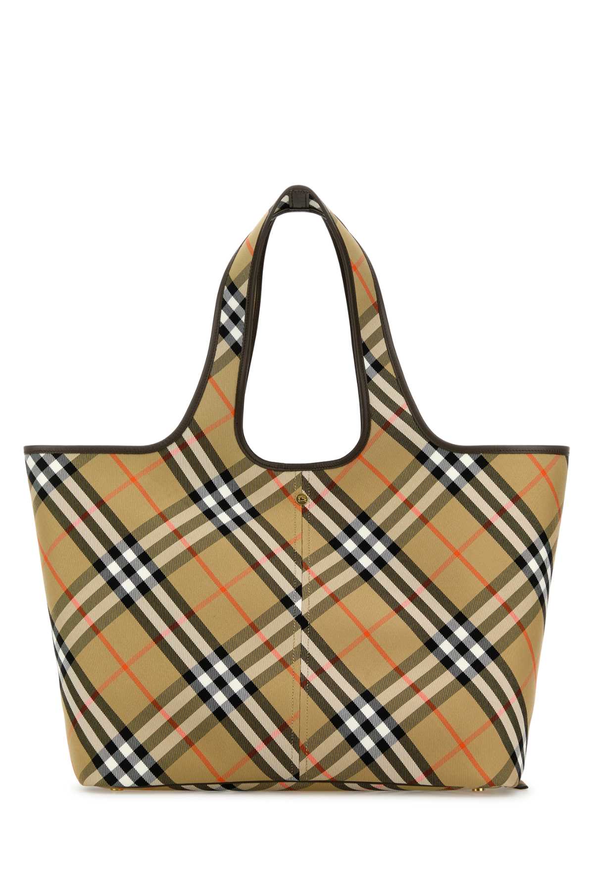 Burberry Women Embroidered Canvas Medium Check Shopping Bag BURBERRY