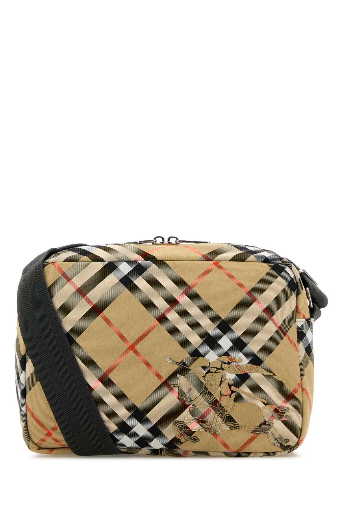 Burberry Men Embroidered Fabric Check Crossbody Bag BURBERRY