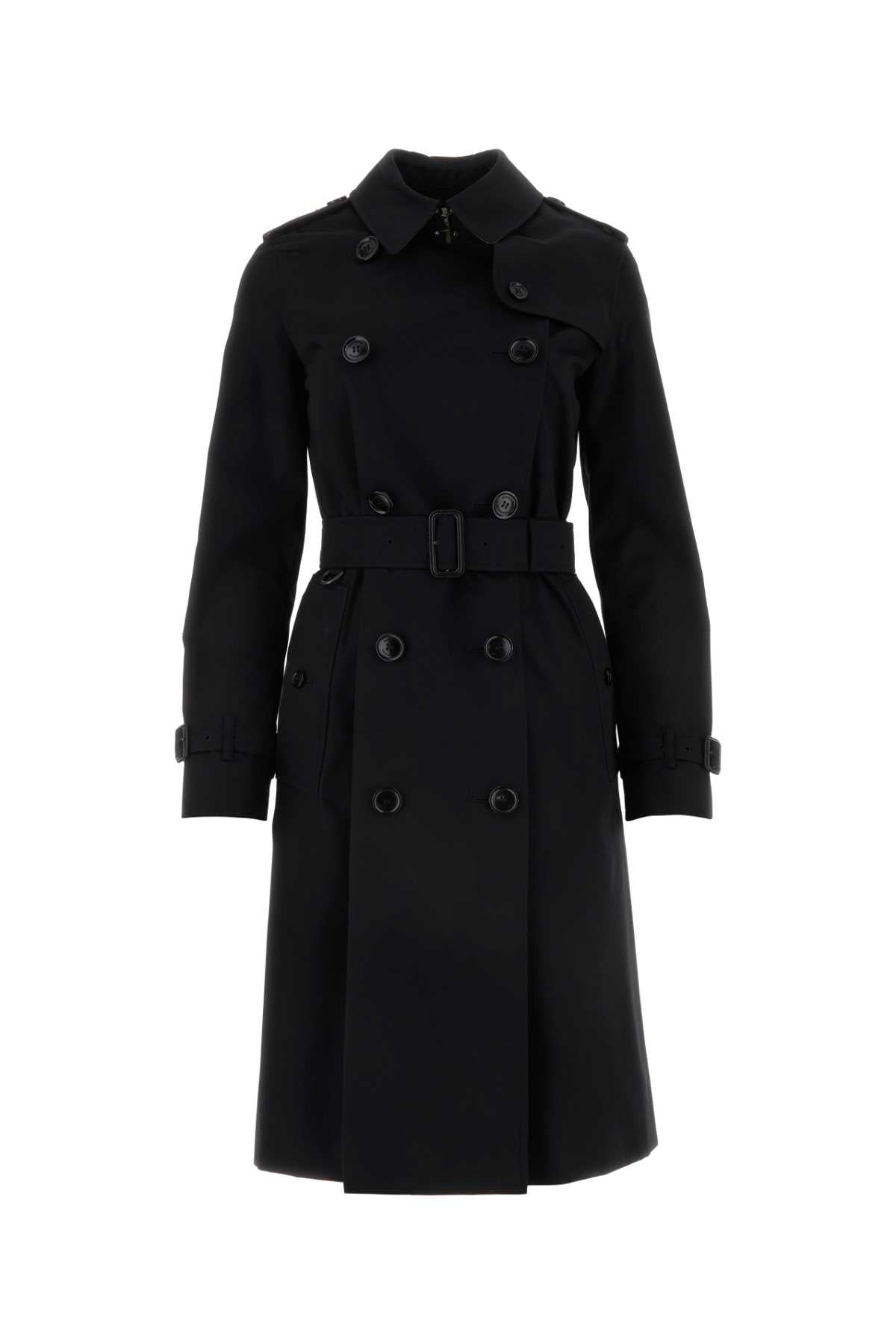 Burberry Women Black Gabardine Heritage Kensington Trench Coat BURBERRY