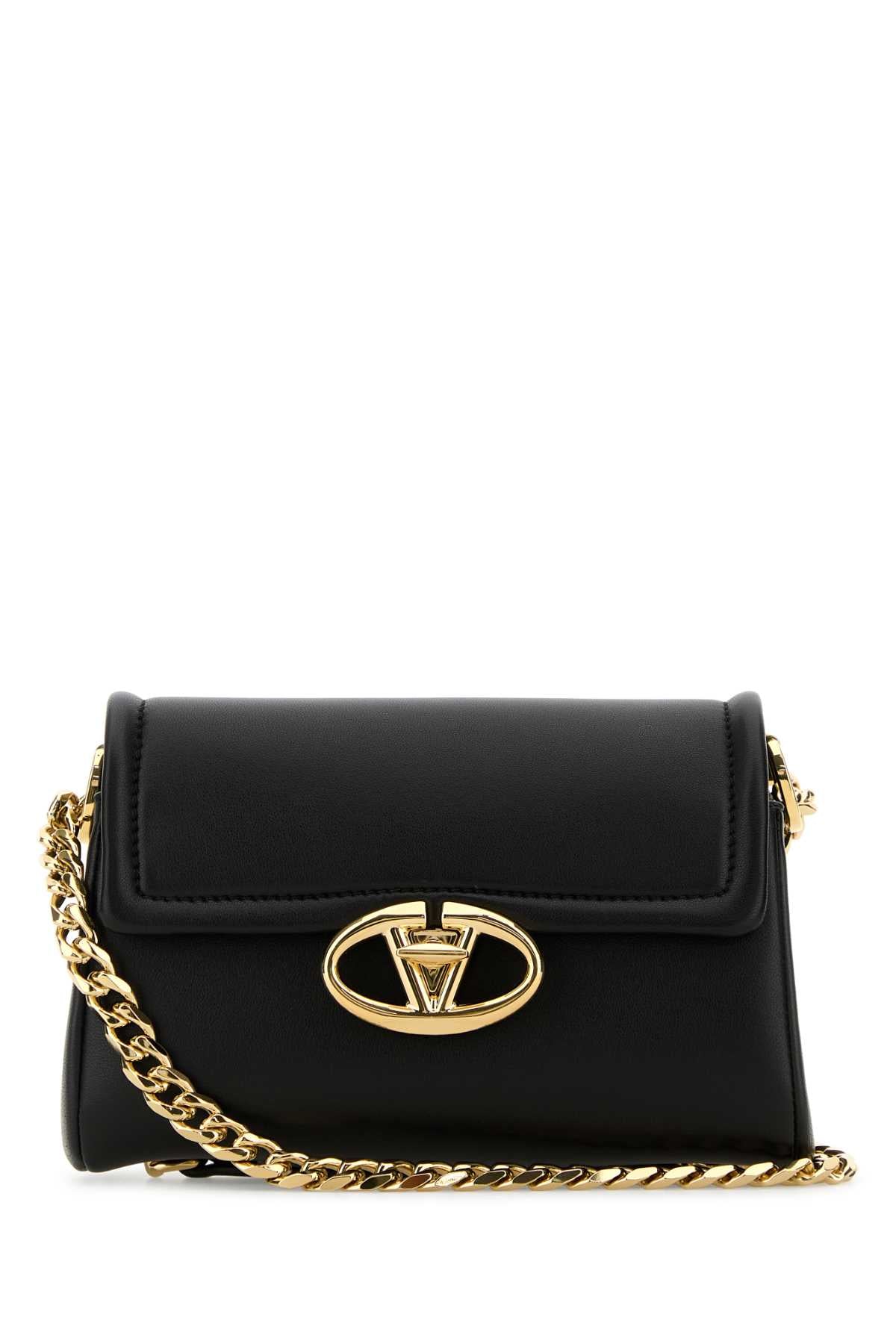 Valentino Garavani Women Black Leather Vlogo Shoulder Bag VALENTINO GARAVANI