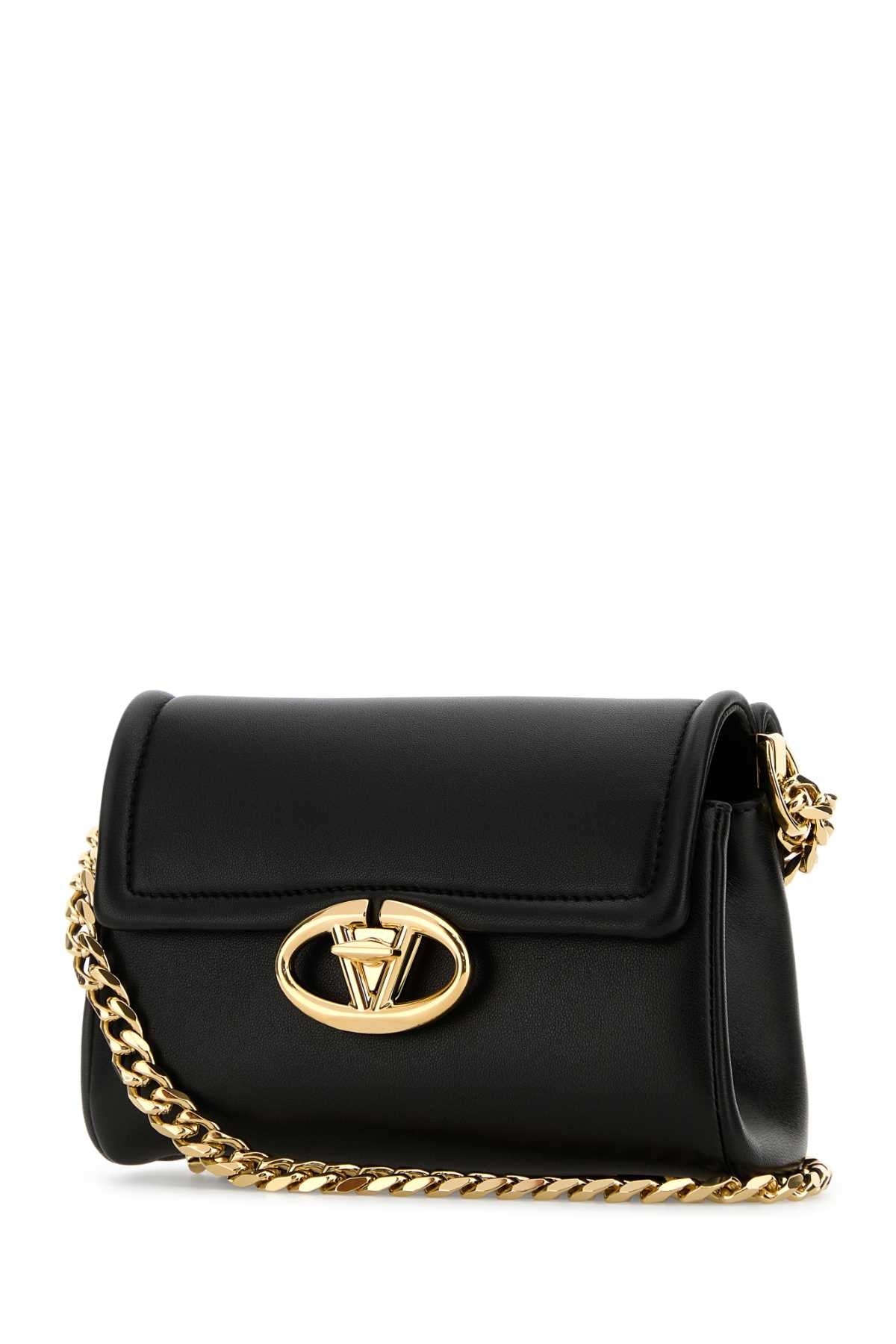 Valentino Garavani Women Black Leather Vlogo Shoulder Bag VALENTINO GARAVANI