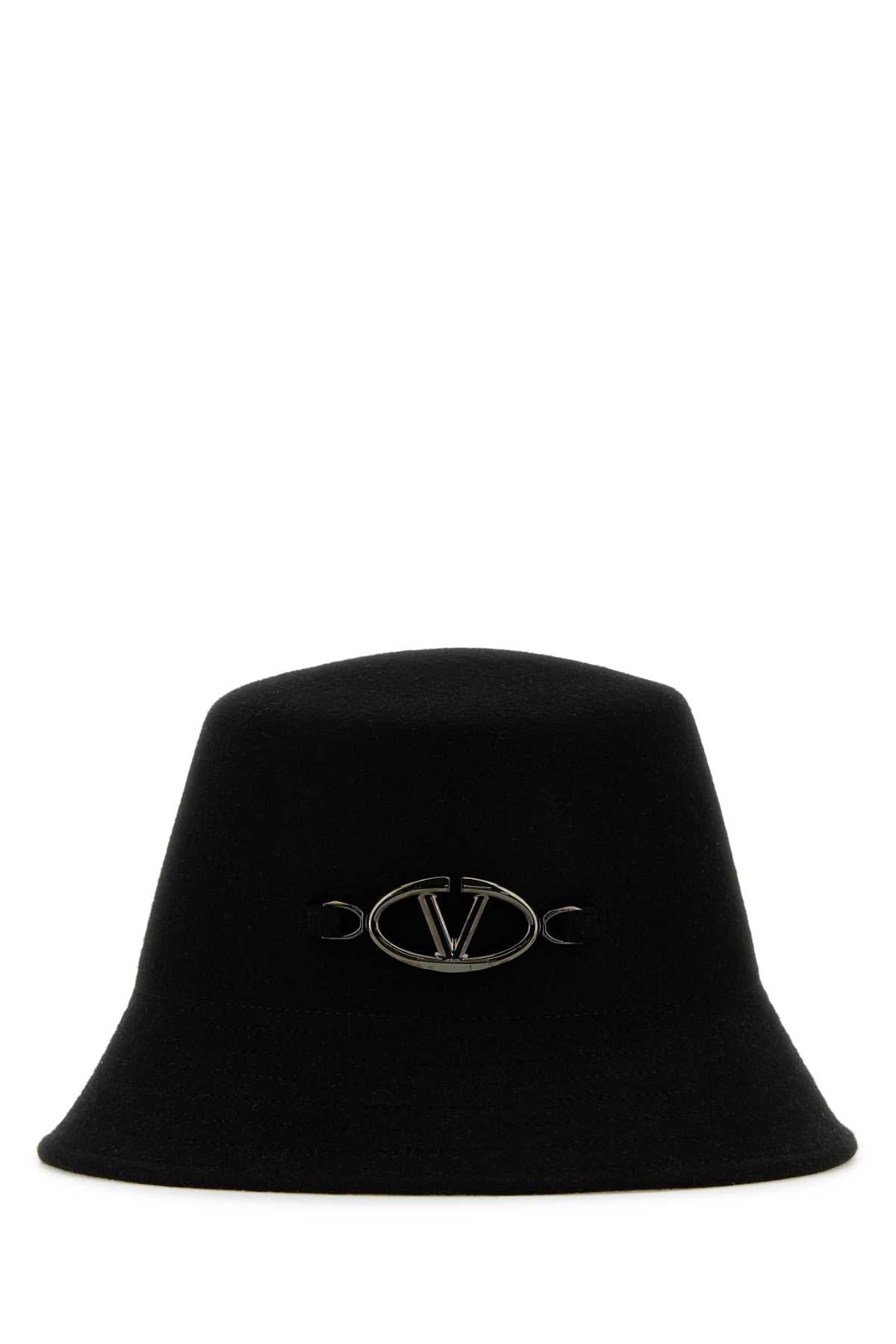 Valentino Garavani Women Black Felt Bucket Hat VALENTINO GARAVANI