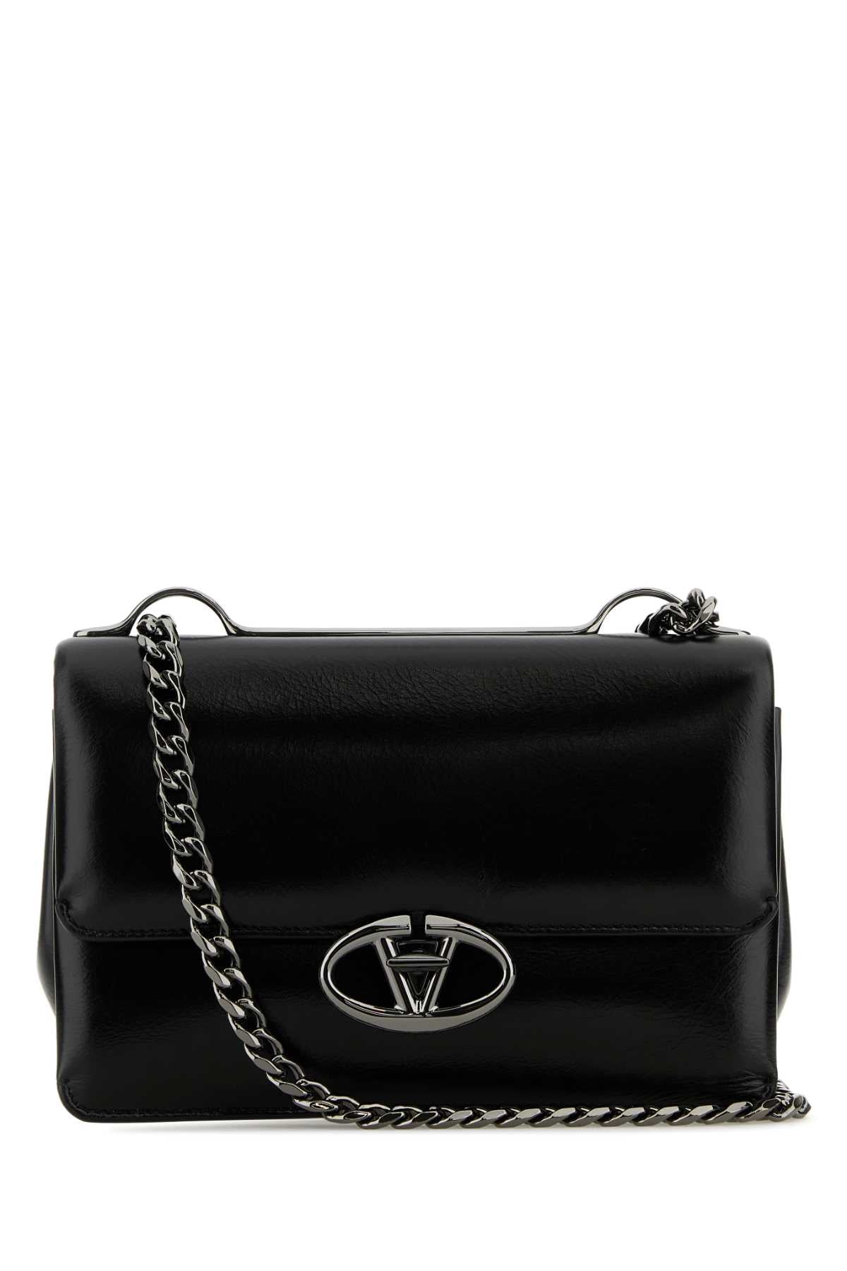 Valentino Garavani Women Black Leather Small Vlogo Shoulder Bag VALENTINO GARAVANI