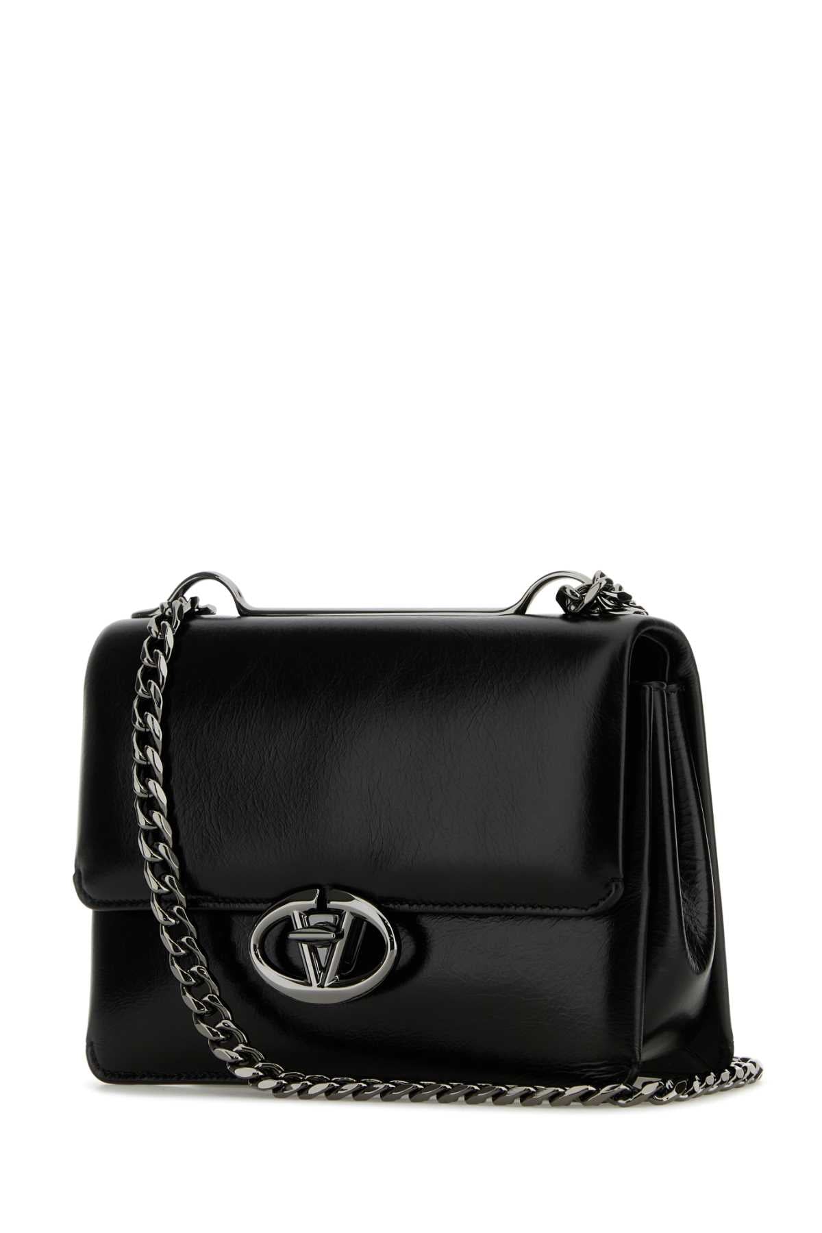 Valentino Garavani Women Black Leather Small Vlogo Shoulder Bag VALENTINO GARAVANI