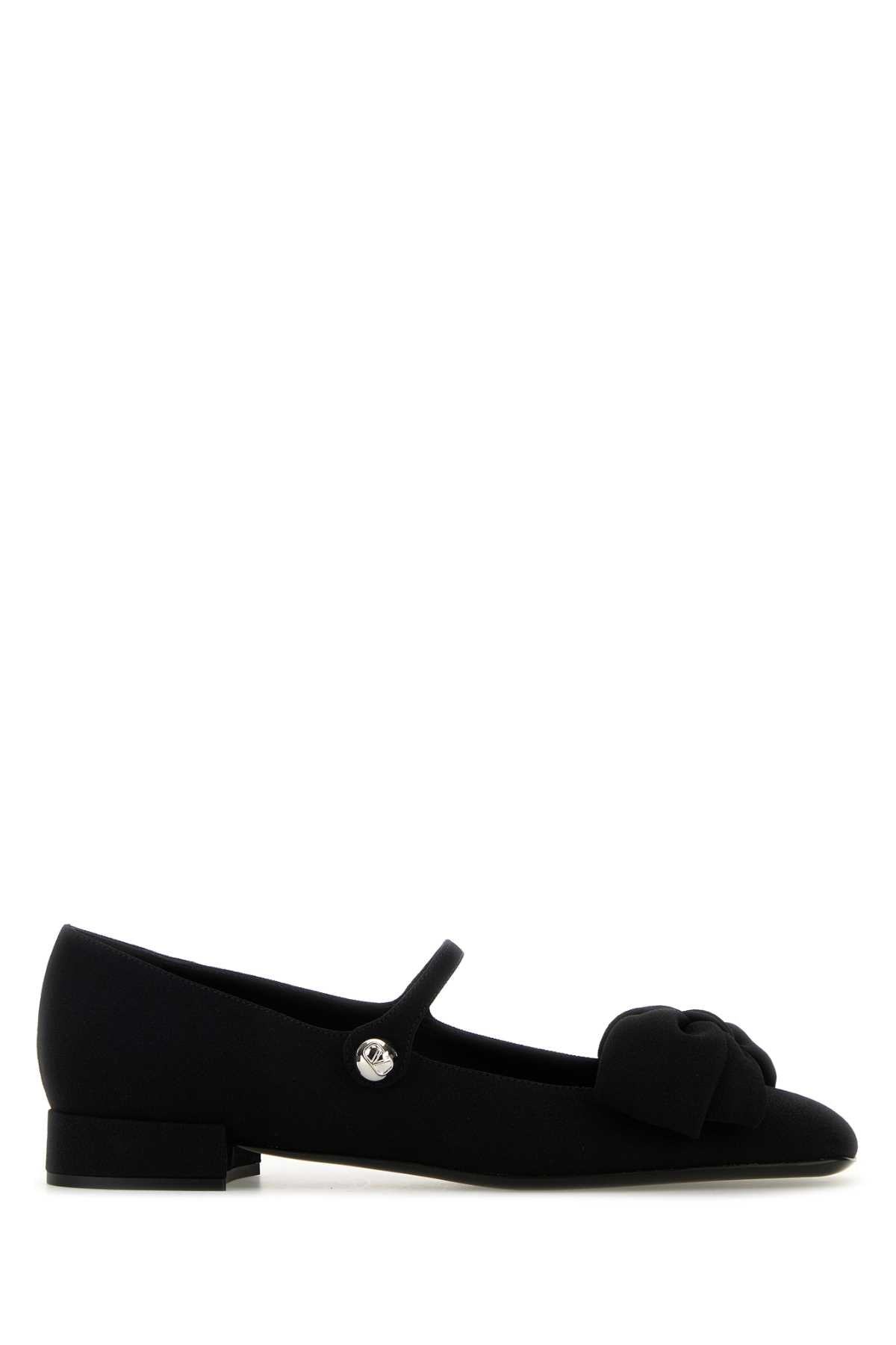 Valentino Garavani Women Black Crepe Bowjane Ballerinas VALENTINO GARAVANI