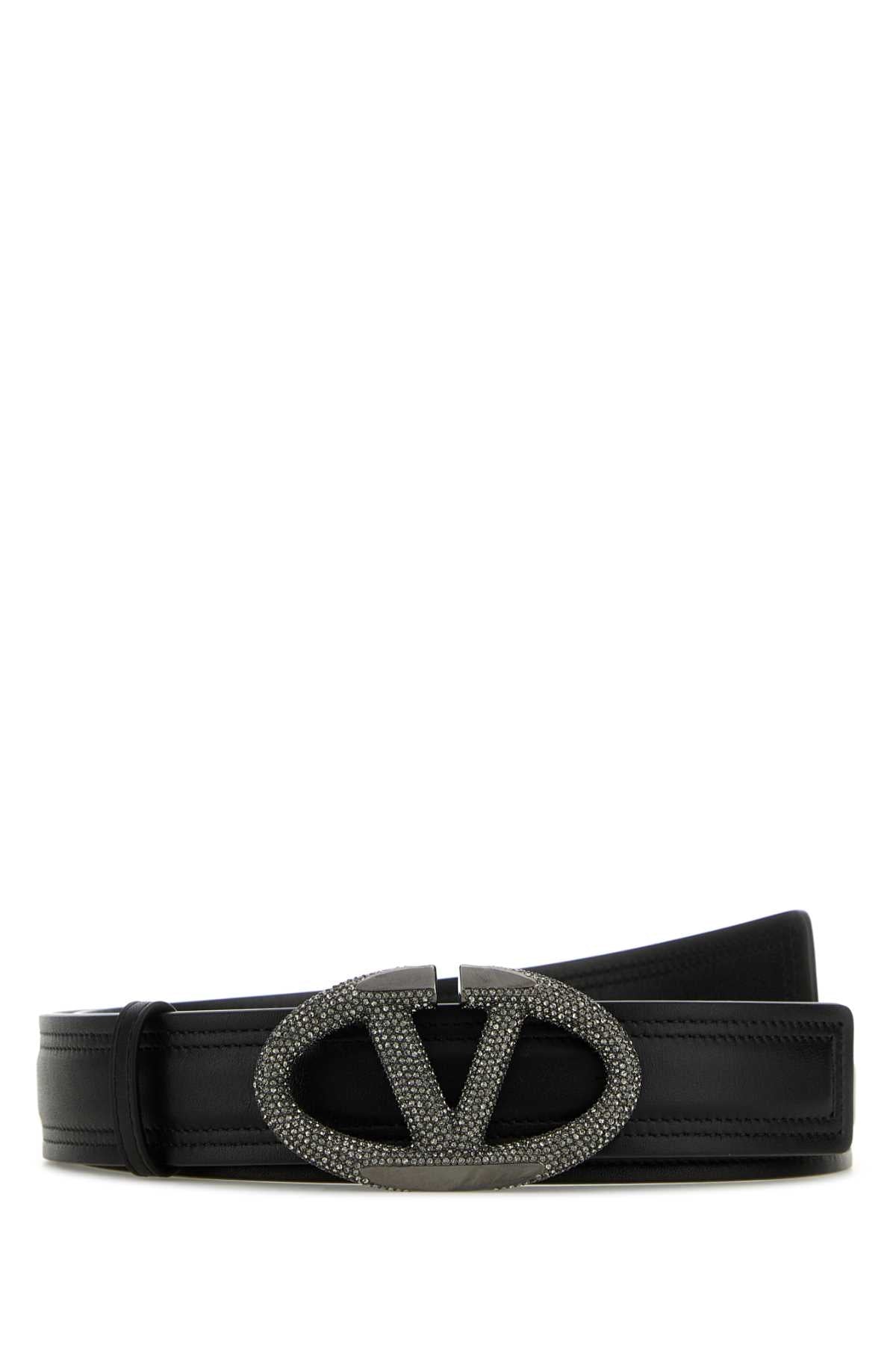 Valentino Garavani Women Black Leather Vlogo The Bold Edition Belt VALENTINO GARAVANI