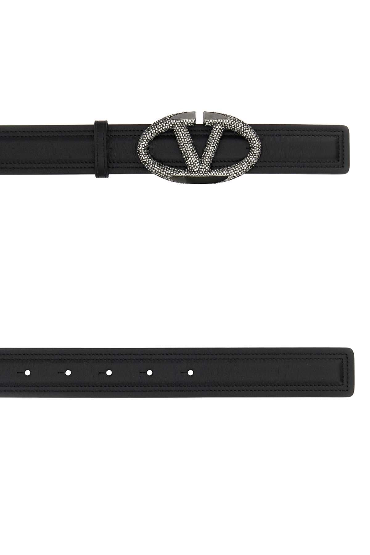 Valentino Garavani Women Black Leather Vlogo The Bold Edition Belt VALENTINO GARAVANI