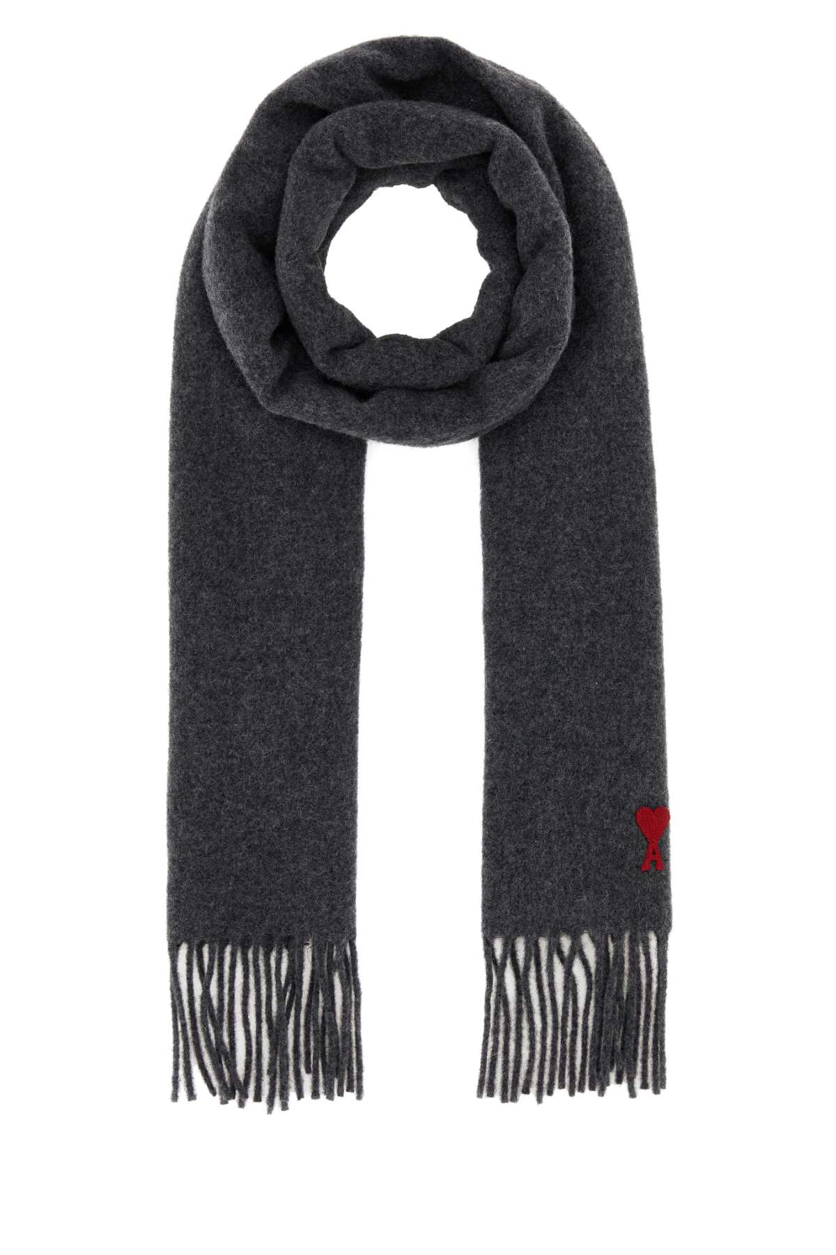 Ami Unisex Melange Graphite Wool Scarf AMI PARIS