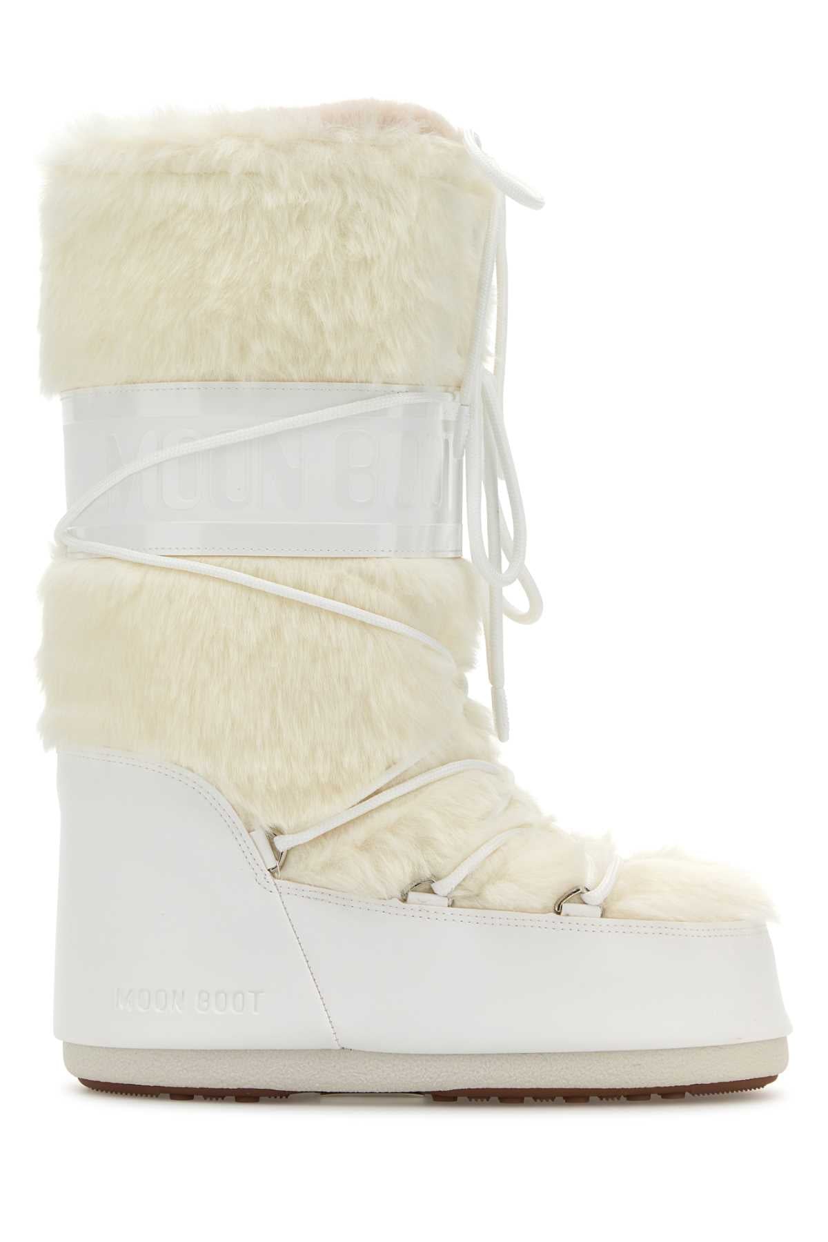 Moon Boot Unisex White Eco Fur And Synthetic Leather Icon Boots MOON BOOT