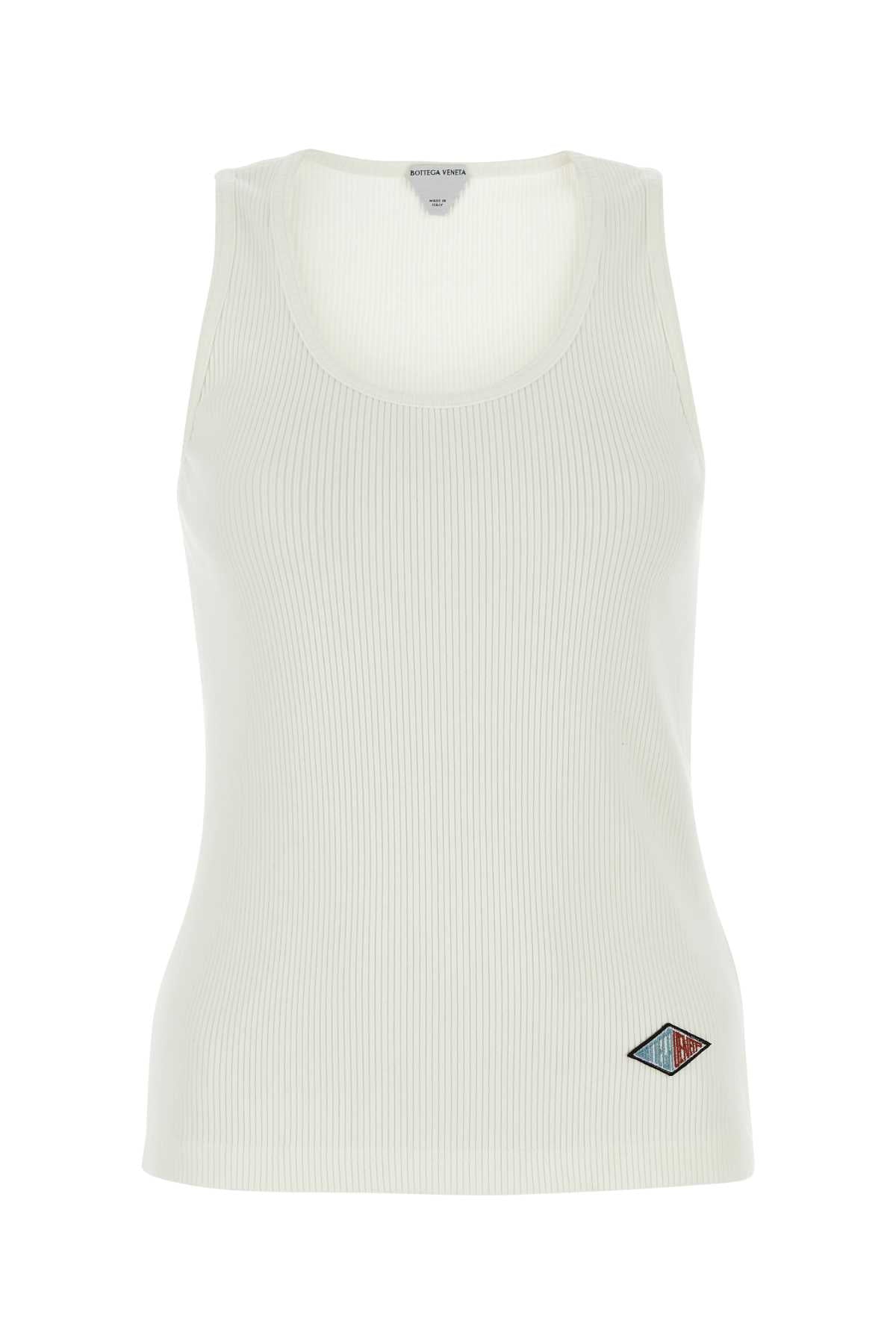 Bottega Veneta Women White Stretch Cotton Tank Top BOTTEGA VENETA