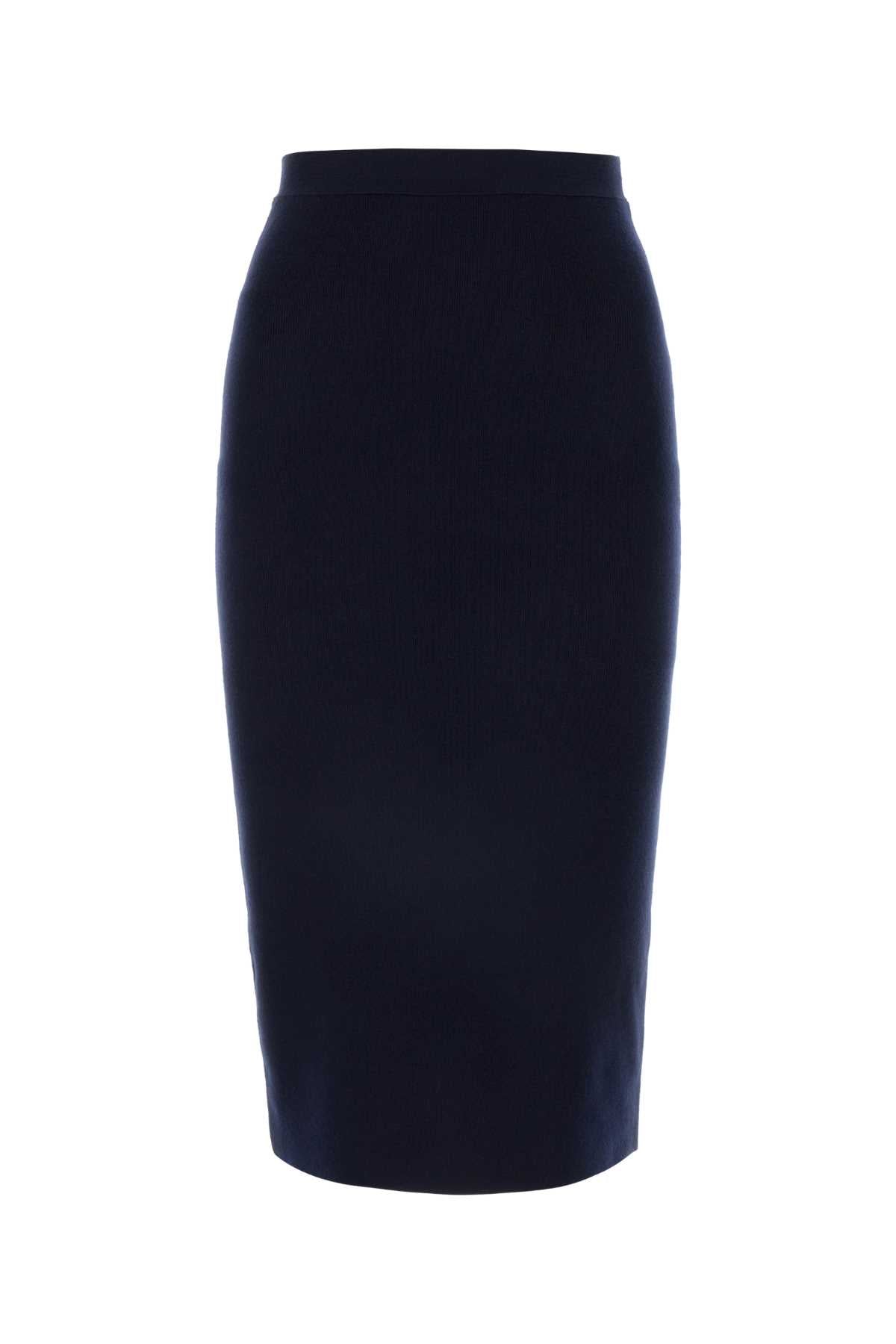 Bottega Veneta Women Midnight Blue Cashmere Blend Skirt BOTTEGA VENETA