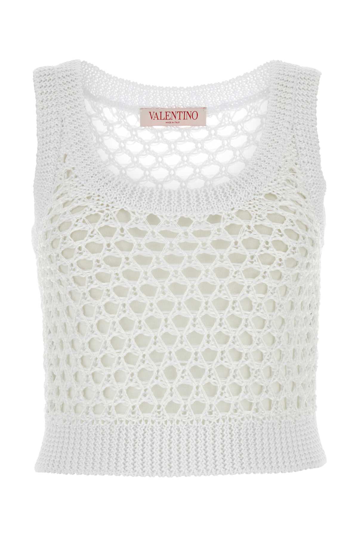 Valentino Garavani Women White Mesh Valentino Garavani Escape Crop-Top VALENTINO GARAVANI