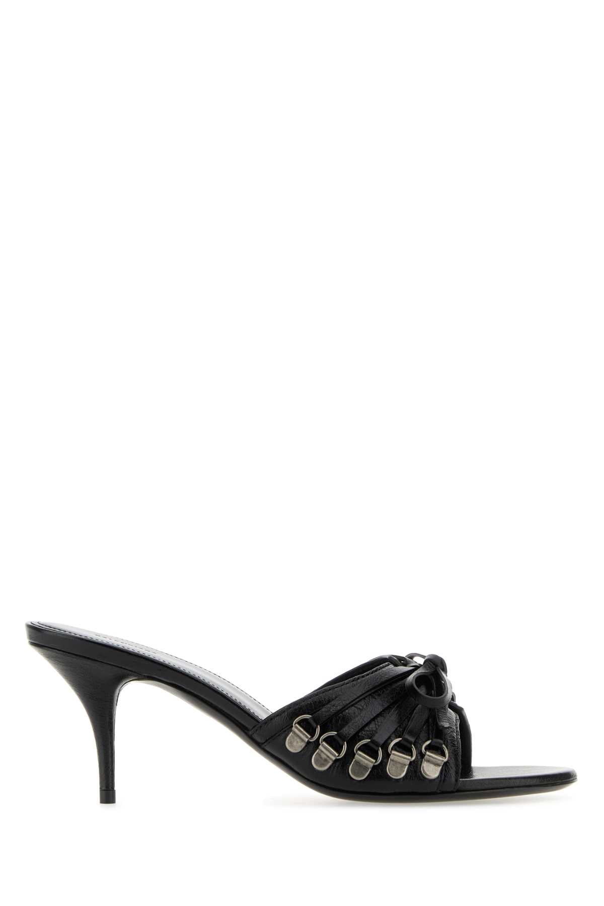 Balenciaga Women Black Leather Cagole Mules BALENCIAGA