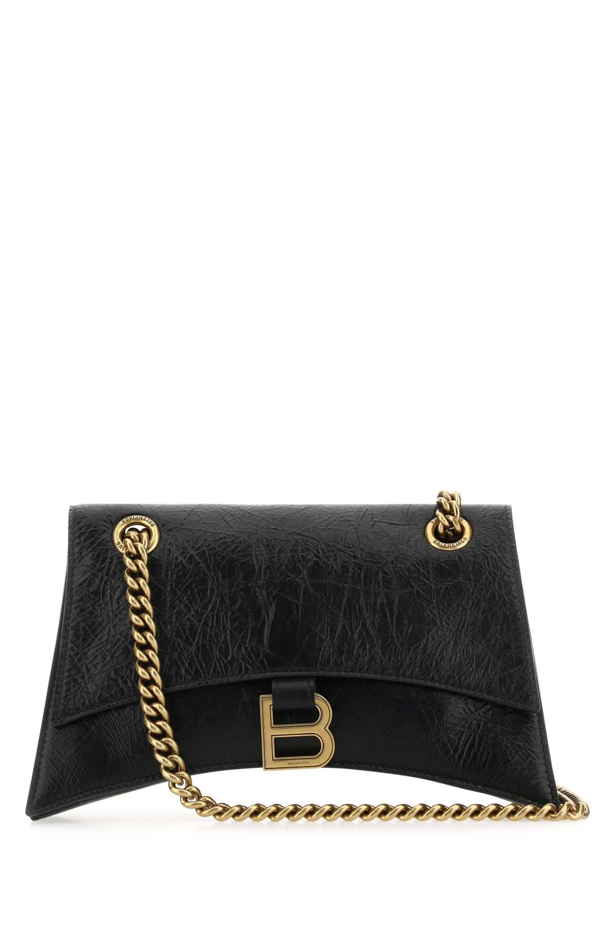 Balenciaga Women Black Leather Small Crush Shoulder Bag BALENCIAGA