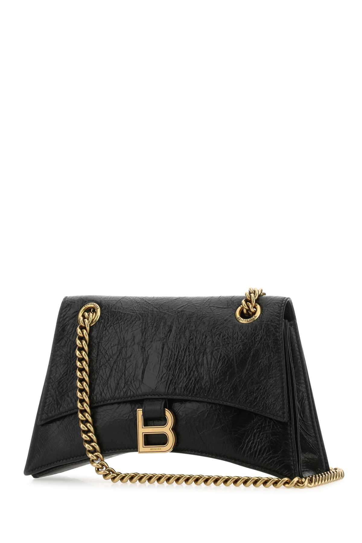 Balenciaga Women Black Leather Small Crush Shoulder Bag BALENCIAGA