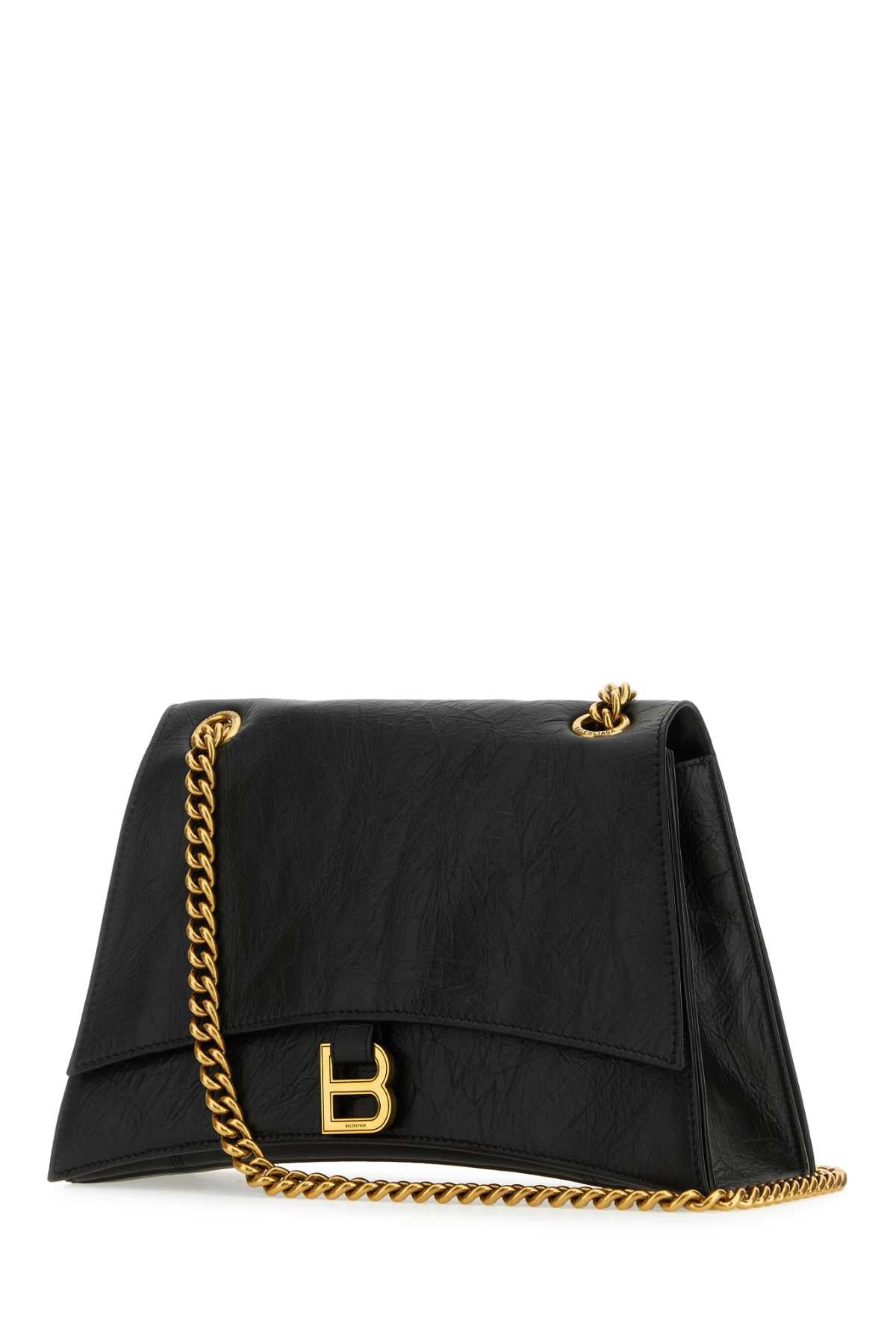 Balenciaga Women Black Leather Medium Crush Shoulder Bag BALENCIAGA