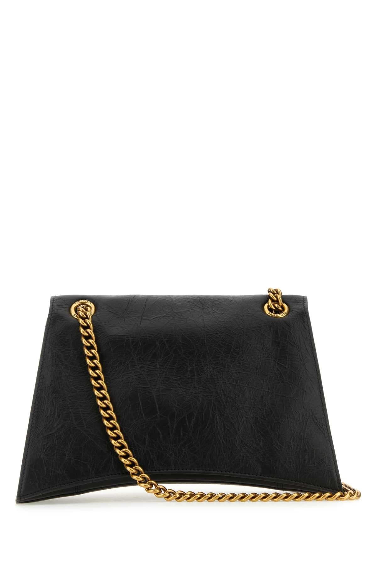 Balenciaga Women Black Leather Medium Crush Shoulder Bag BALENCIAGA