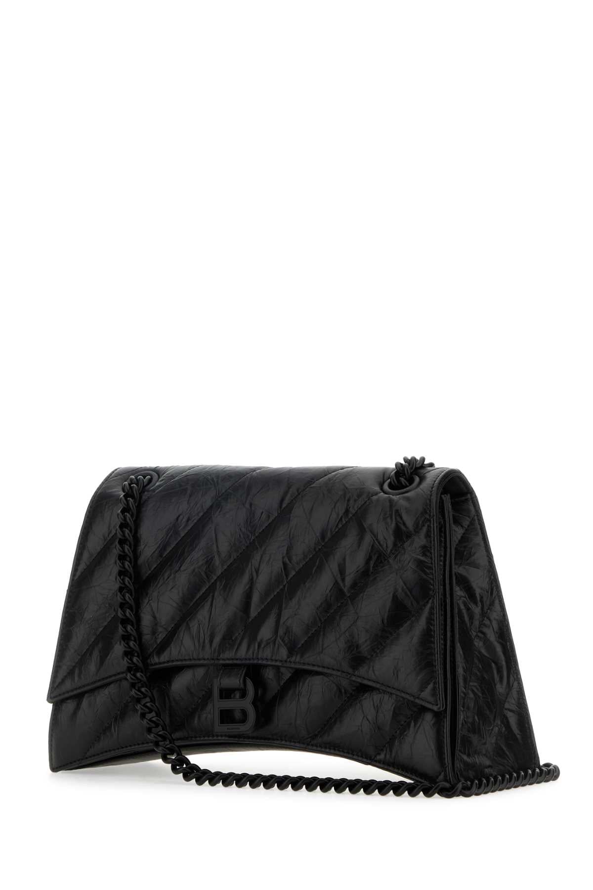 Balenciaga Women Black Leather Medium Crush Shoulder Bag BALENCIAGA
