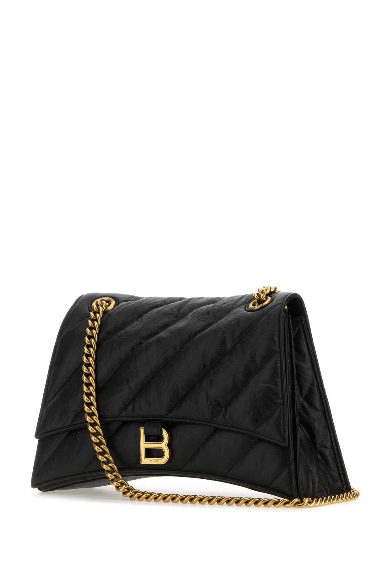 Balenciaga Women Black Leather Medium Crush Shoulder Bag BALENCIAGA