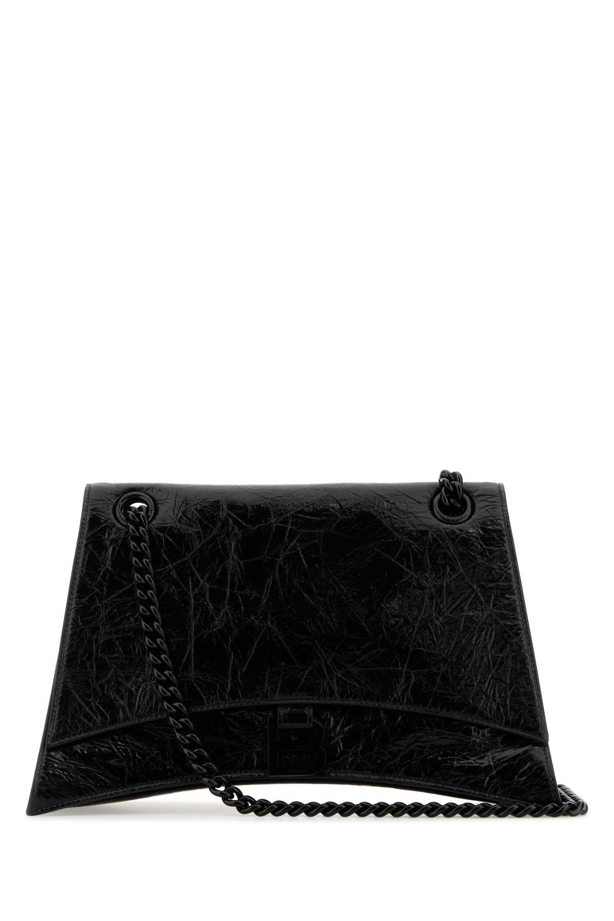 Balenciaga Women Black Leather Medium Crush Shoulder Bag BALENCIAGA