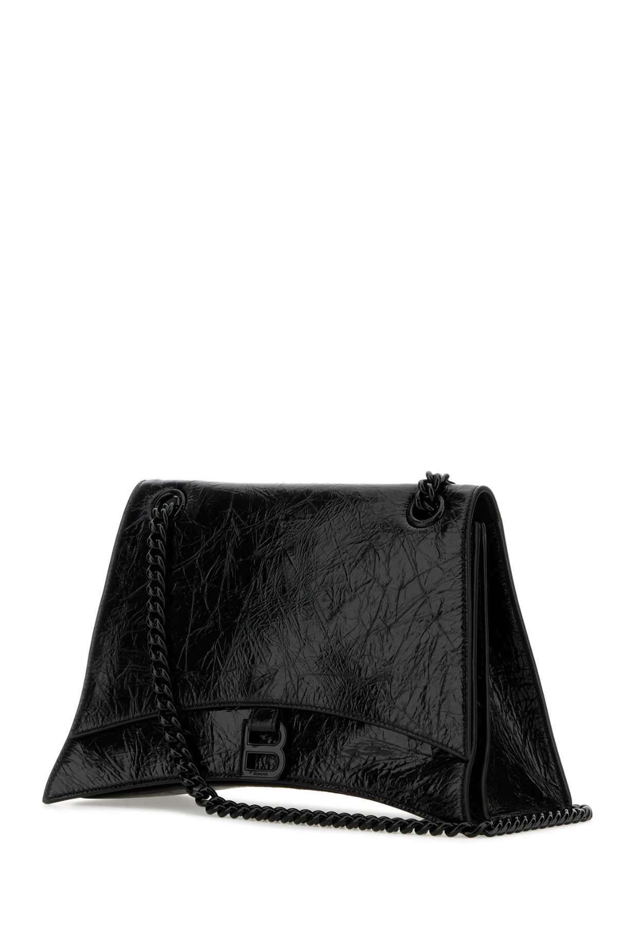 Balenciaga Women Black Leather Medium Crush Shoulder Bag BALENCIAGA