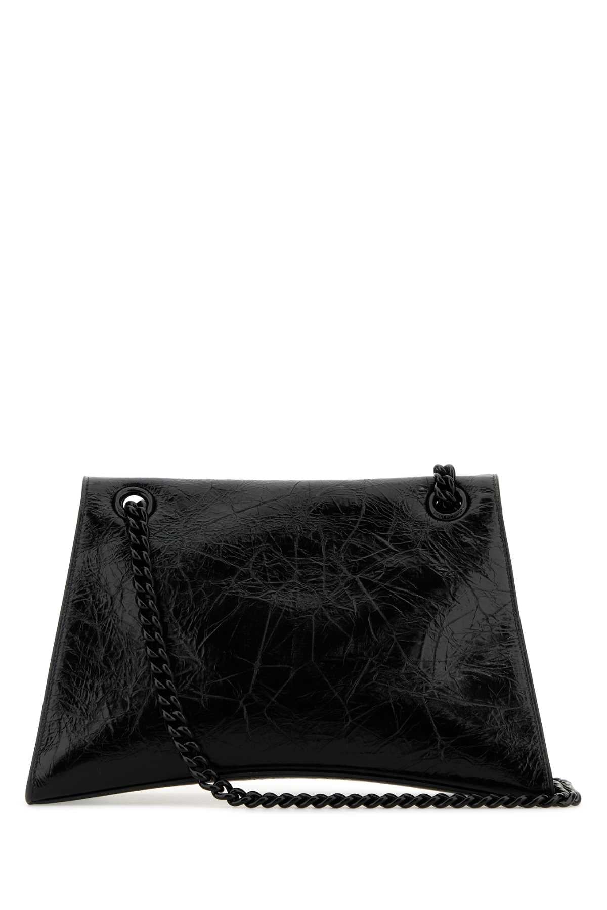 Balenciaga Women Black Leather Medium Crush Shoulder Bag BALENCIAGA