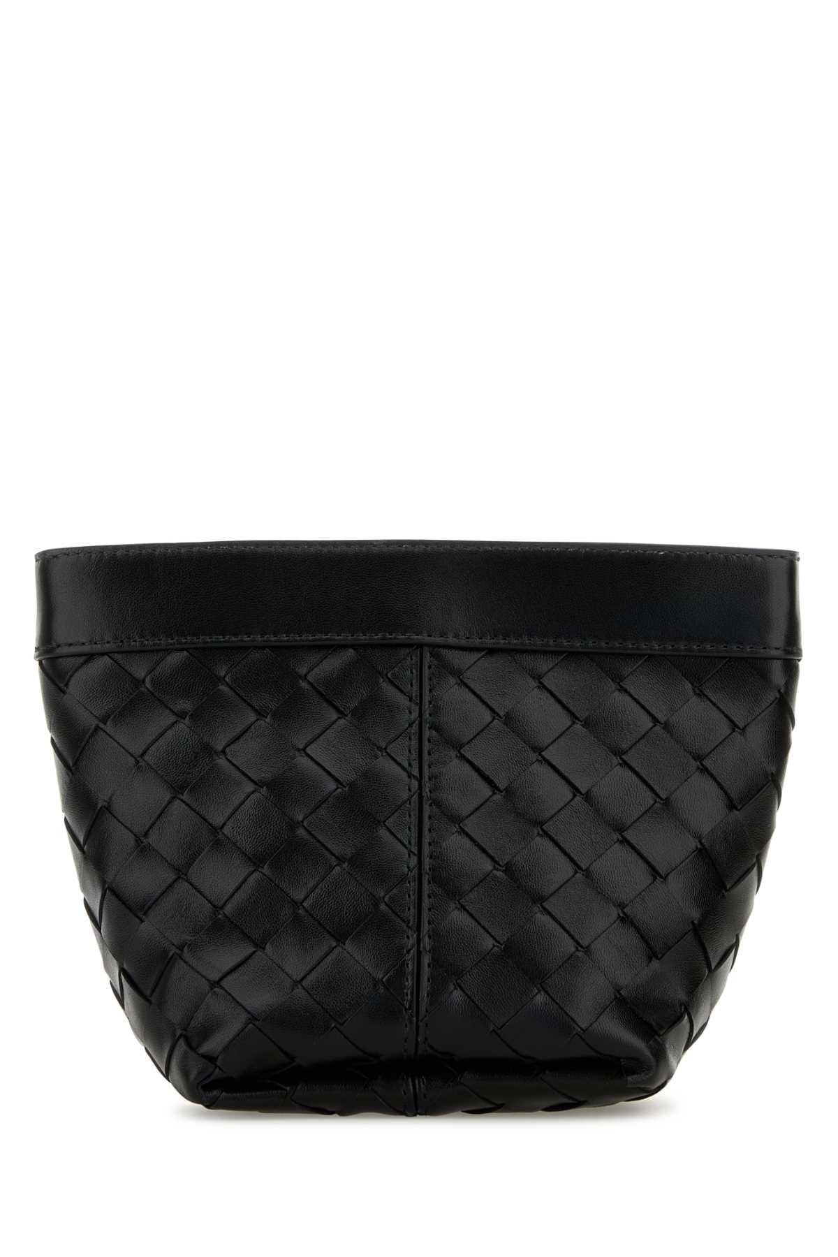 Bottega Veneta Women Black Leather Small Flip Flap Pouch BOTTEGA VENETA