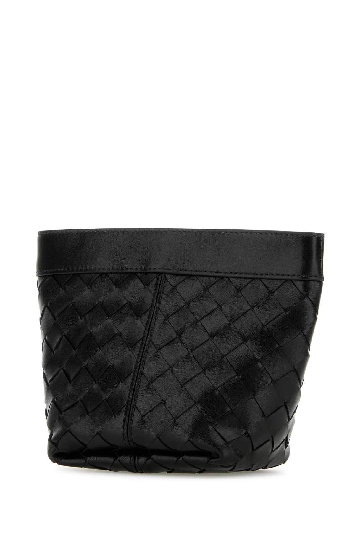 Bottega Veneta Women Black Leather Small Flip Flap Pouch BOTTEGA VENETA