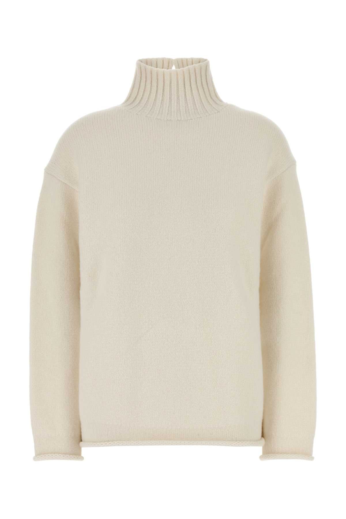 Bottega Veneta Women White Cashmere Sweater BOTTEGA VENETA
