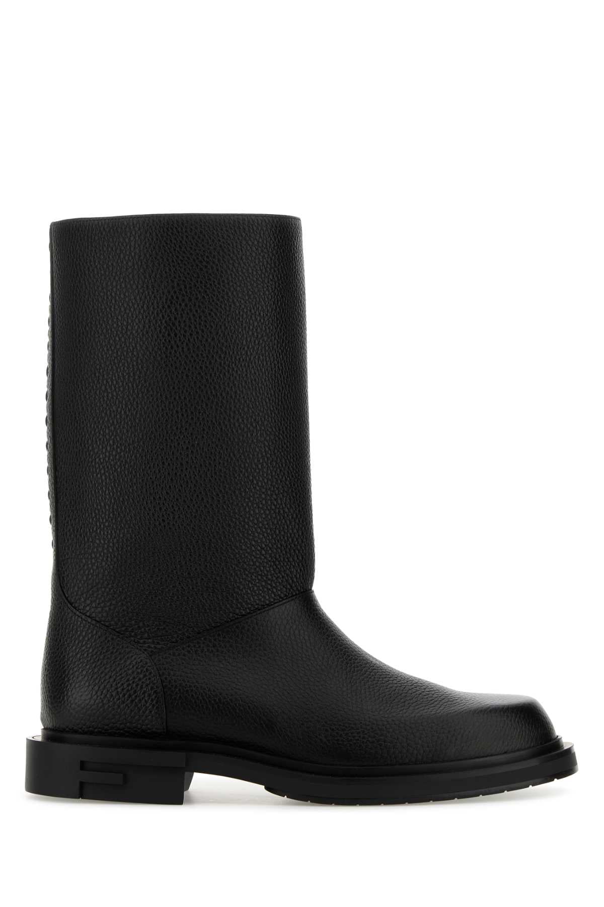Fendi Men Black Leather Frame Boots FENDI