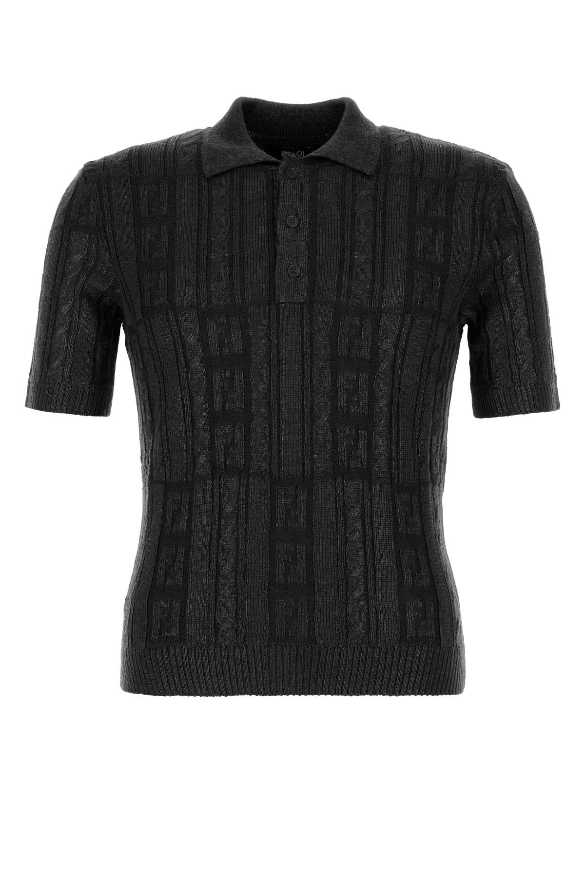 Fendi Men Black Wool Polo Shirt FENDI