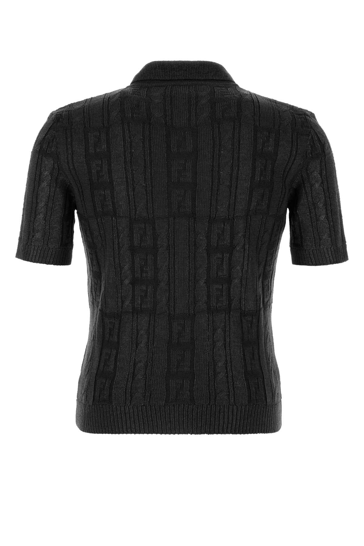 Fendi Men Black Wool Polo Shirt FENDI