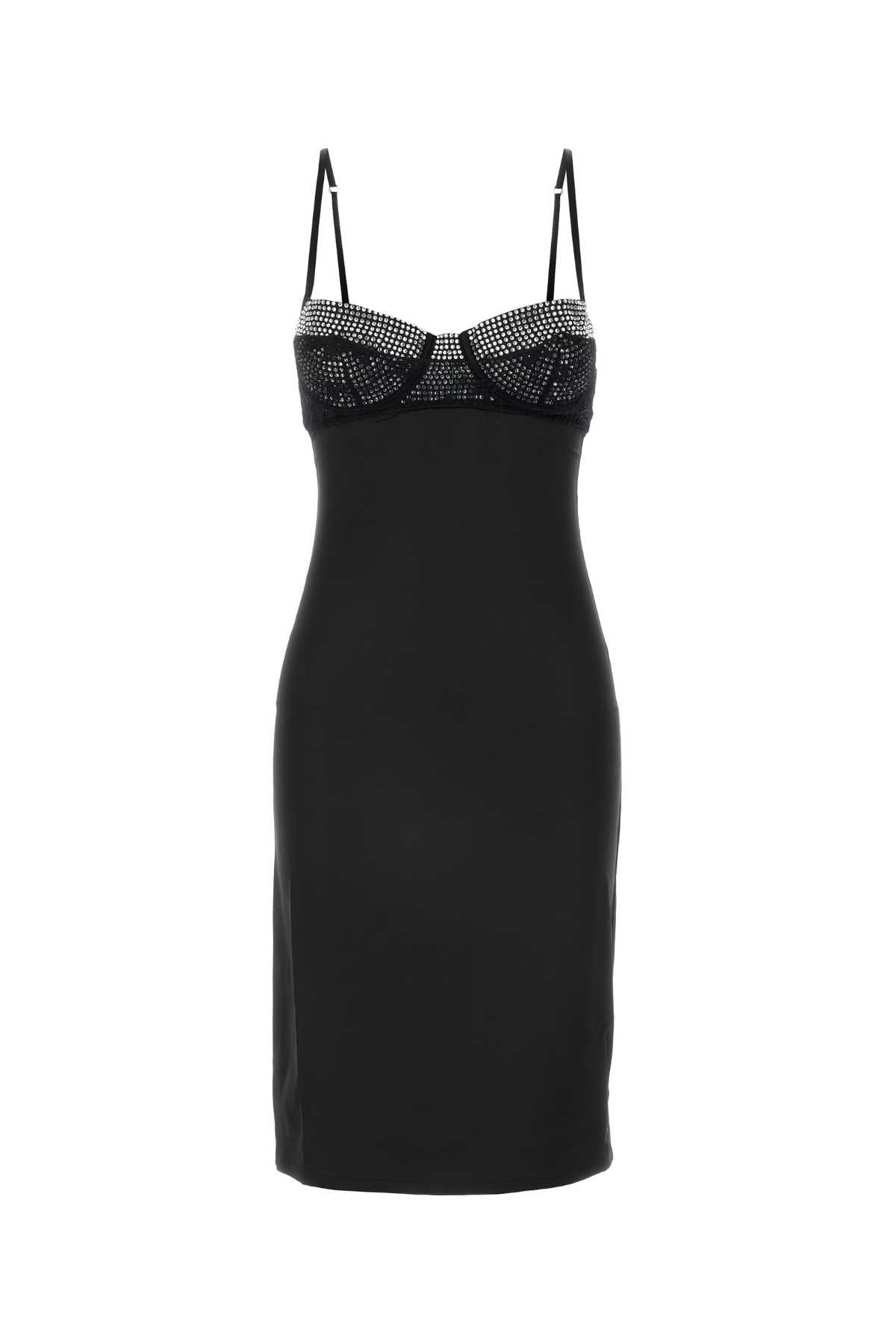 Oseree Women Black Stretch Satin Dress OSEREE