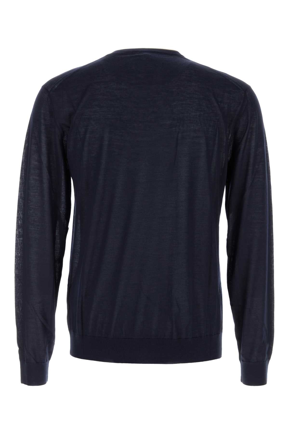 Prada Men Navy Blue Cashmere Blend Sweater PRADA