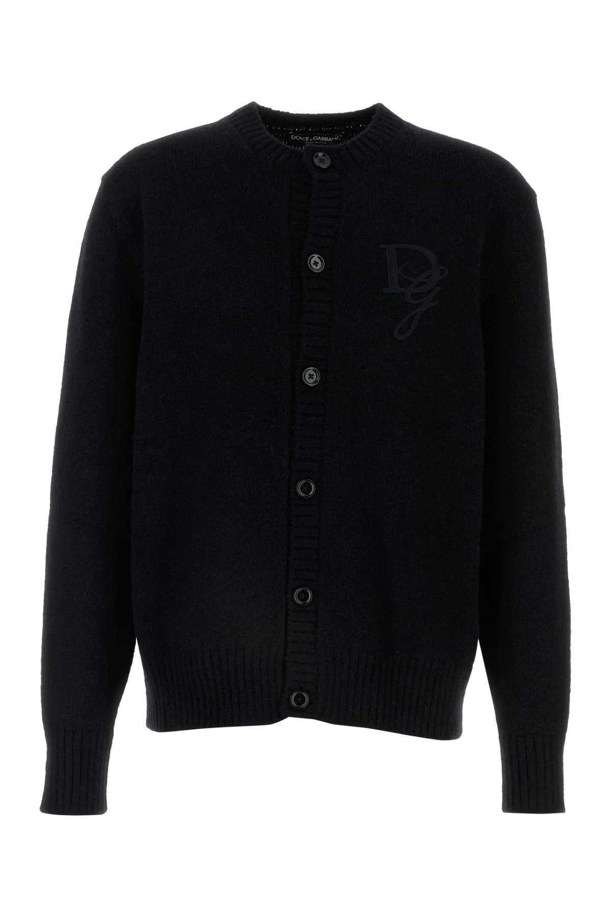 Dolce & Gabbana Men Black Nylon Blend Cardigan DOLCE & GABBANA