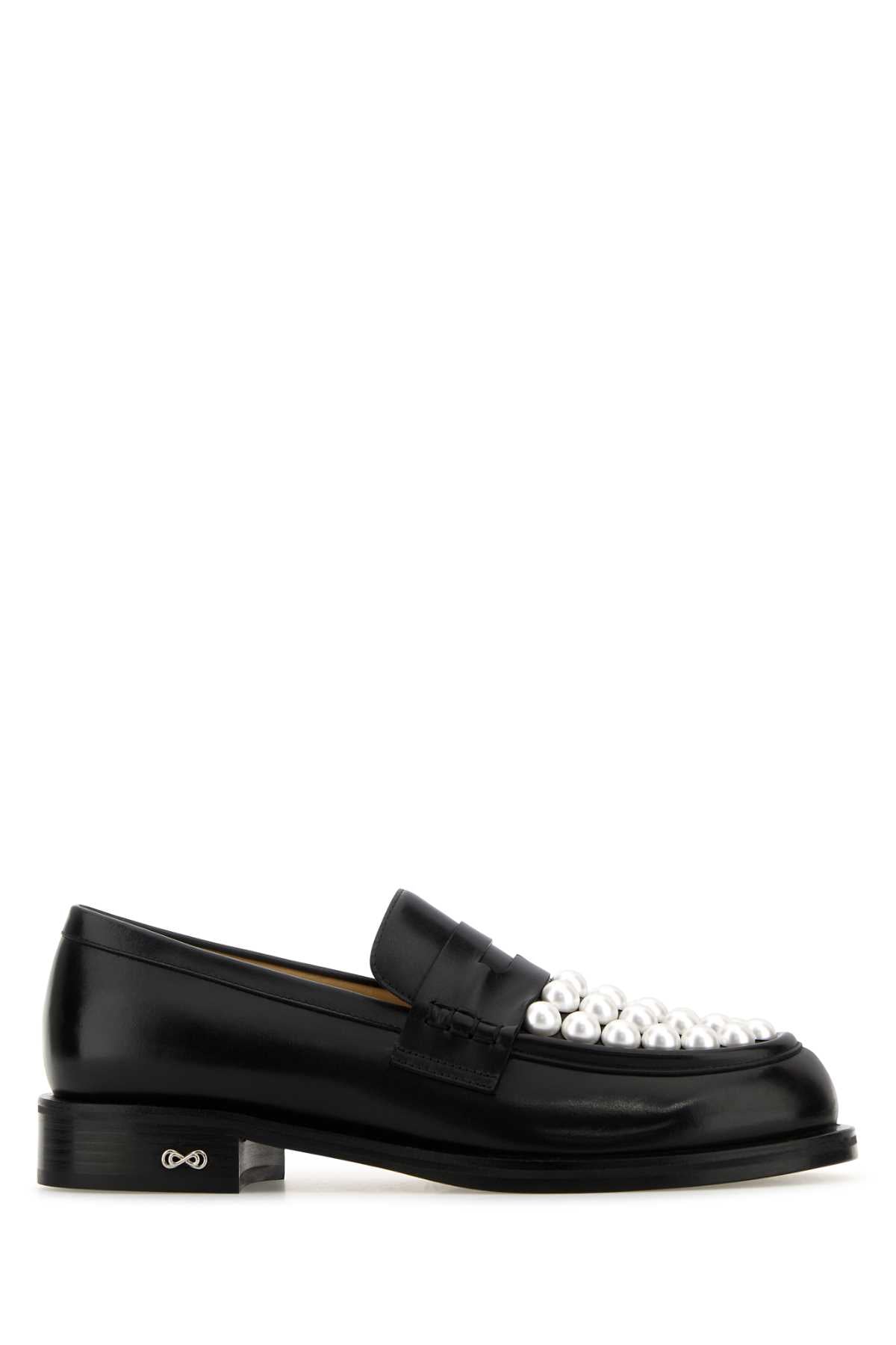 Mach&Mach Women Black Leather Sirene Loafers MACH & MACH