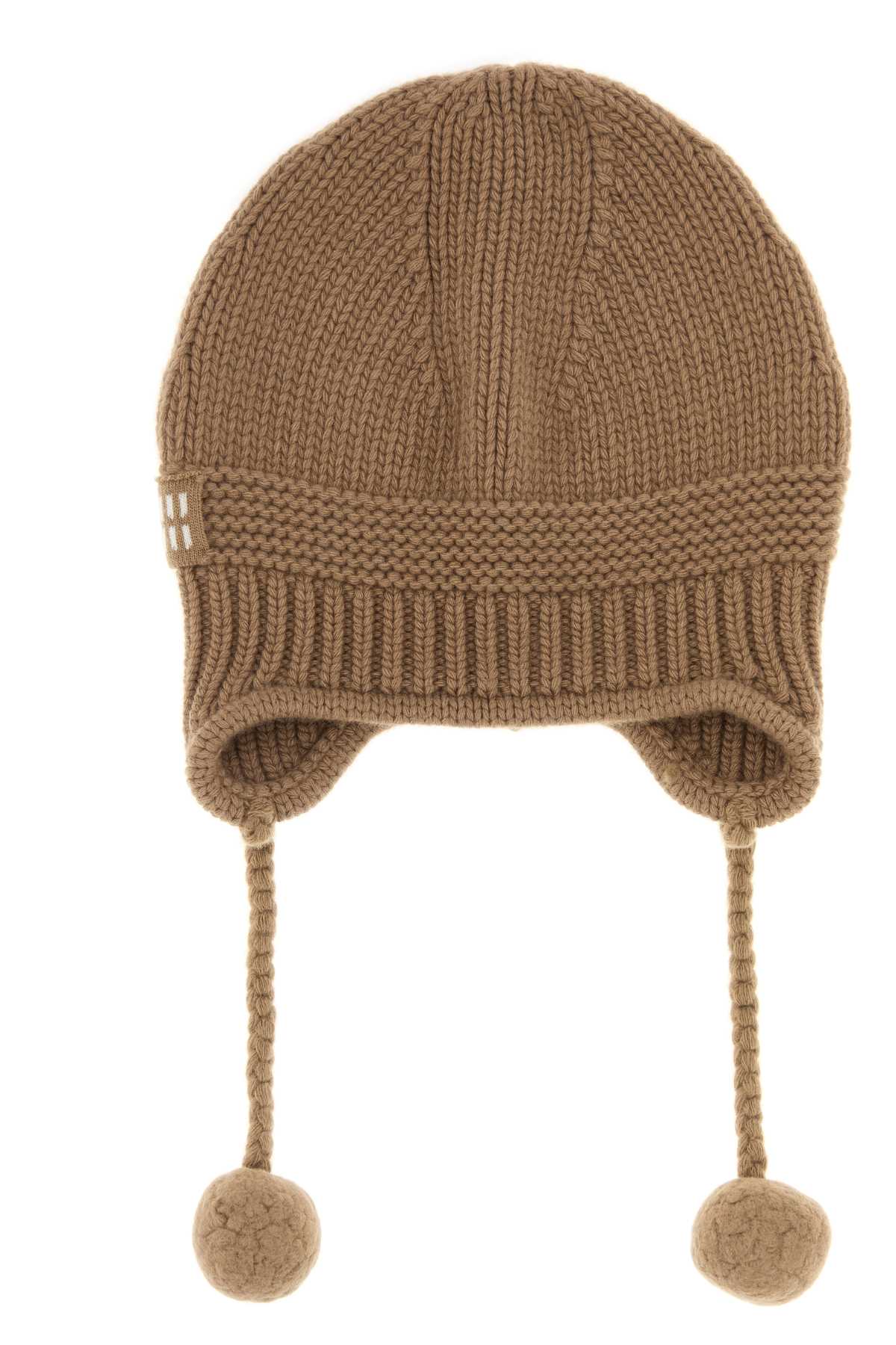 Miu Miu Women Camel Wool Blend Beanie Hat MIU MIU
